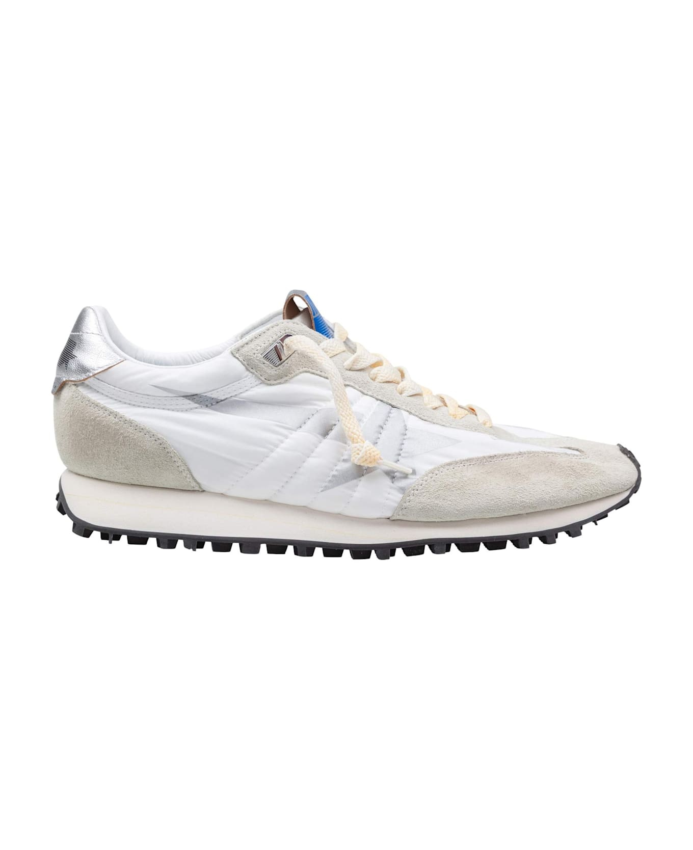 Golden Goose Running Sneakers In Suede And Nylon, White - White/Grey