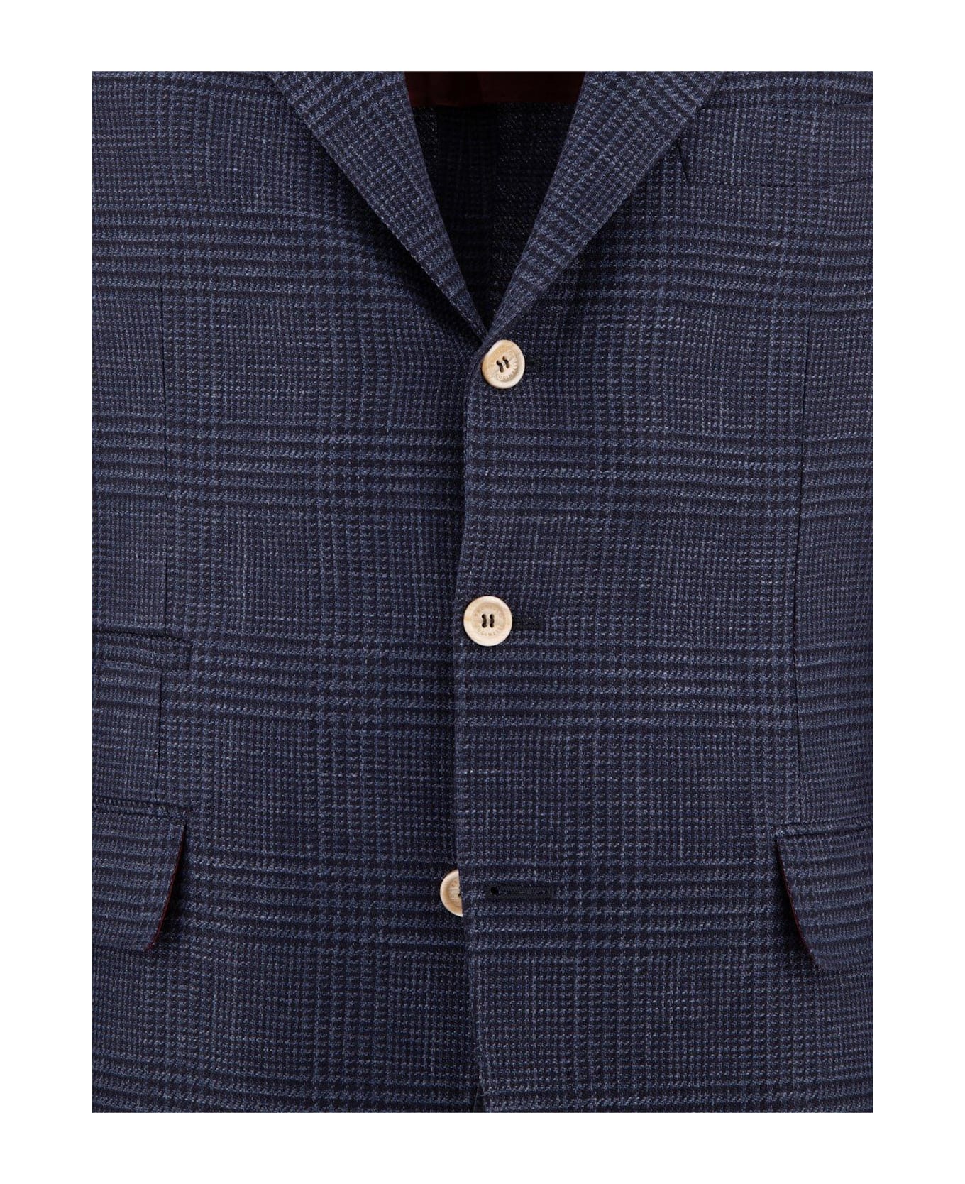 Brunello Cucinelli Prince Of Wales Deconstructed Blazer - Blue