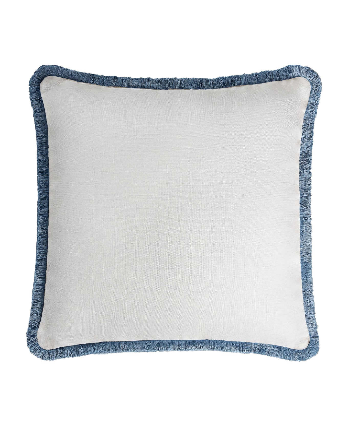 Lo Decor Happy Linen Pillow - White - Light Blue クッション