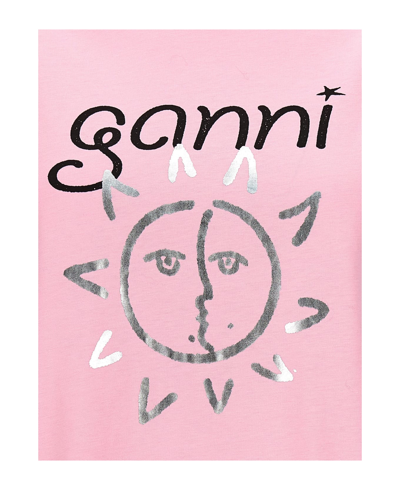 Ganni Logo Print T-shirt - Pink