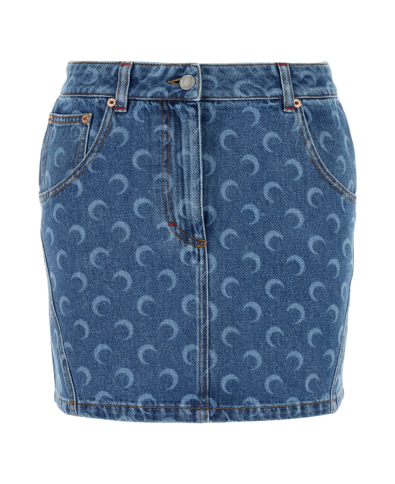 Marine Serre Moon Laser Denim Mini Skirt - LIGHTBLUE