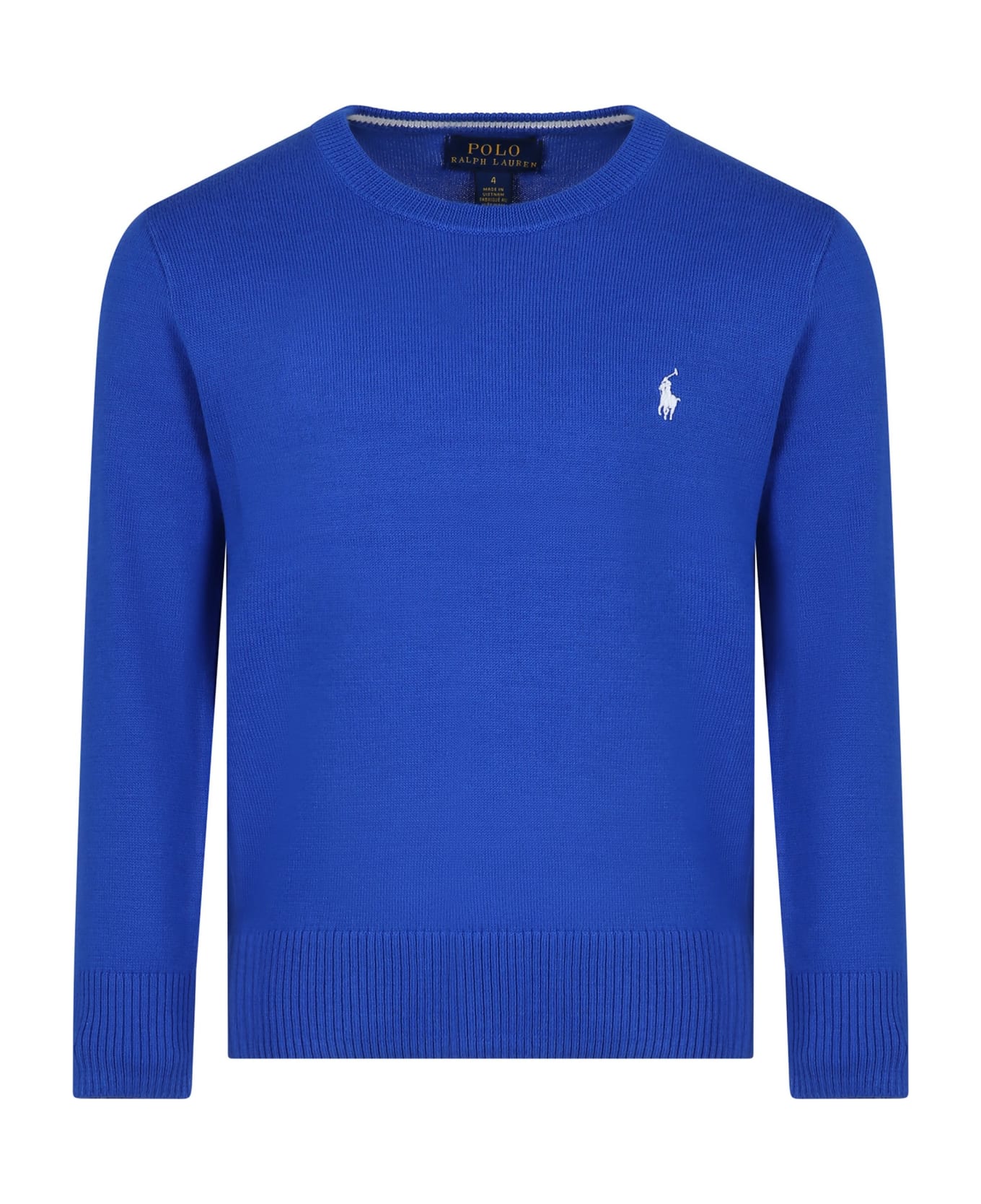Ralph Lauren Blue Sweater For Boy With Embroidery - Light Blue