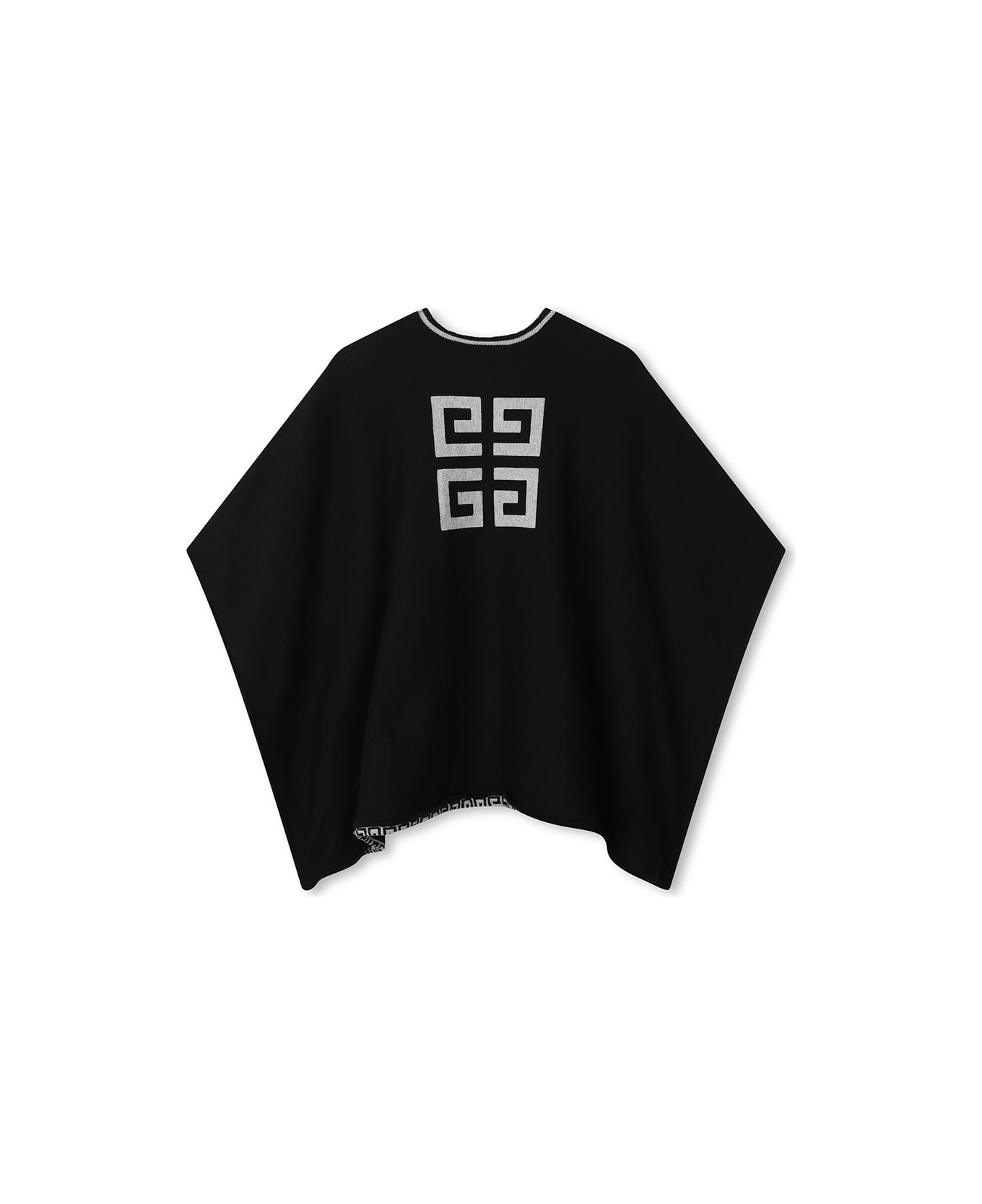 Givenchy Black And White Reversible Cape With Logo And 4g Motif - Black