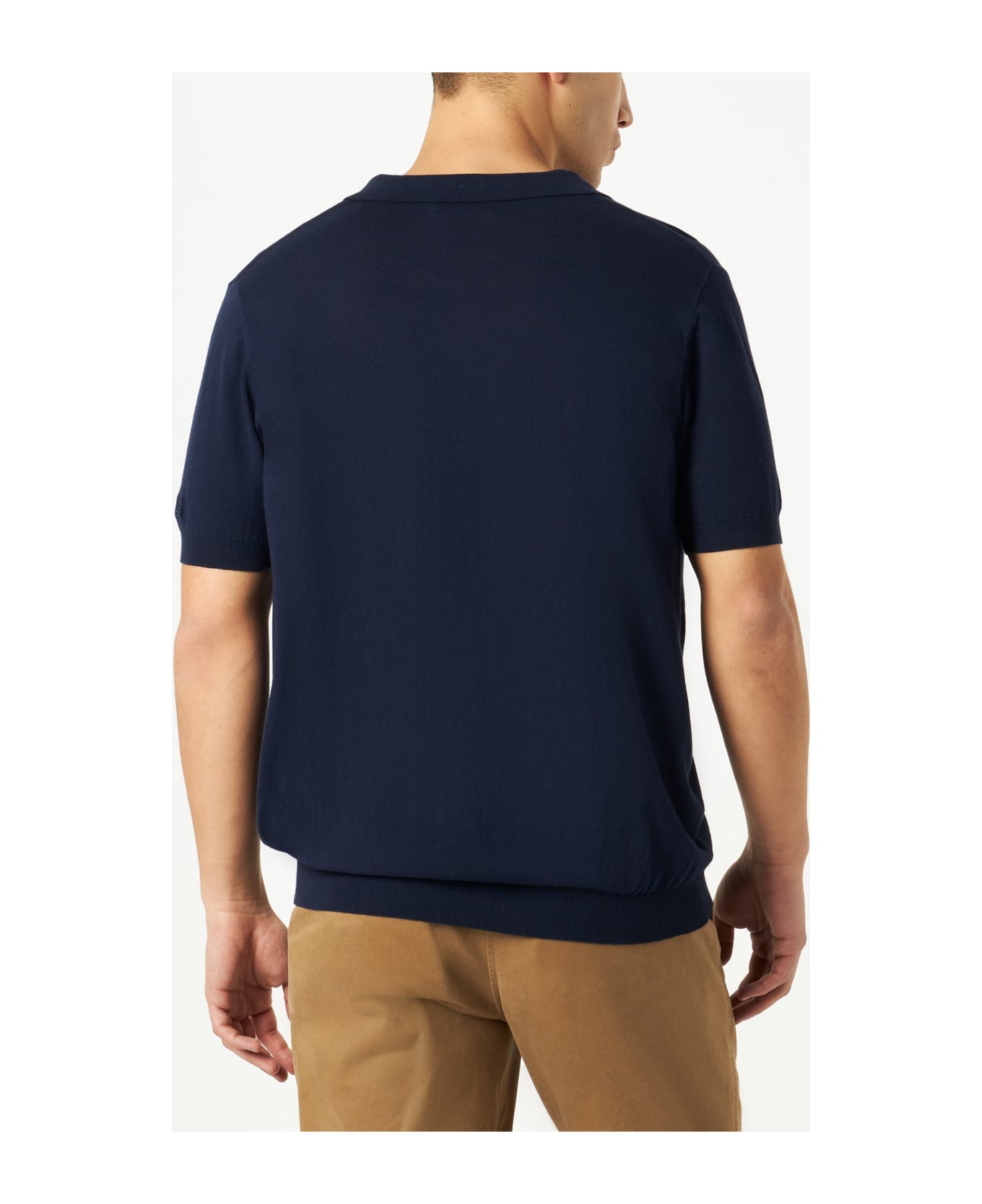 MC2 Saint Barth Man Navy Blue Knitted Polo Shirt Sloan - BLUE