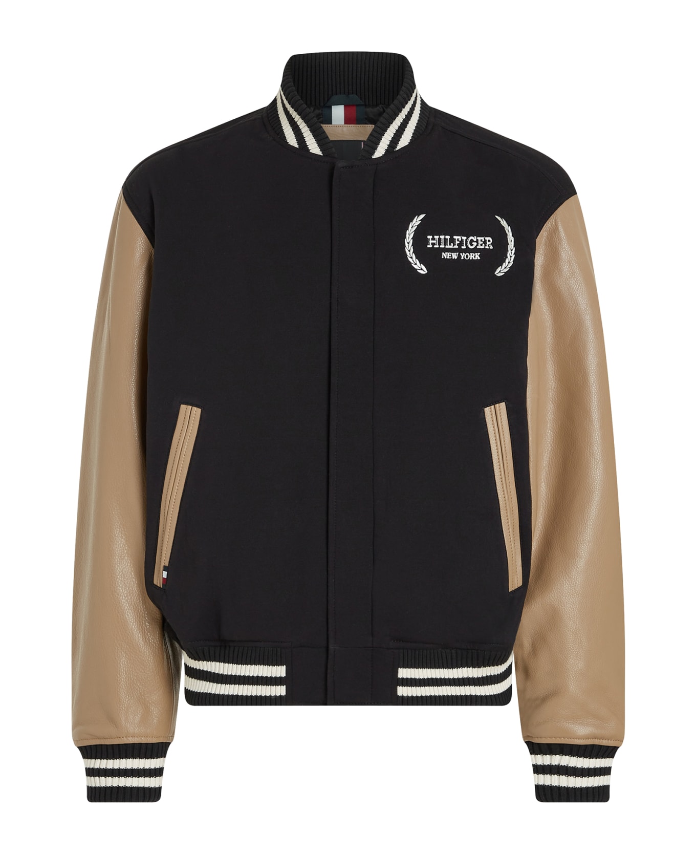Tommy Hilfiger Varsity Jacket With Color Block Pattern - BLACK