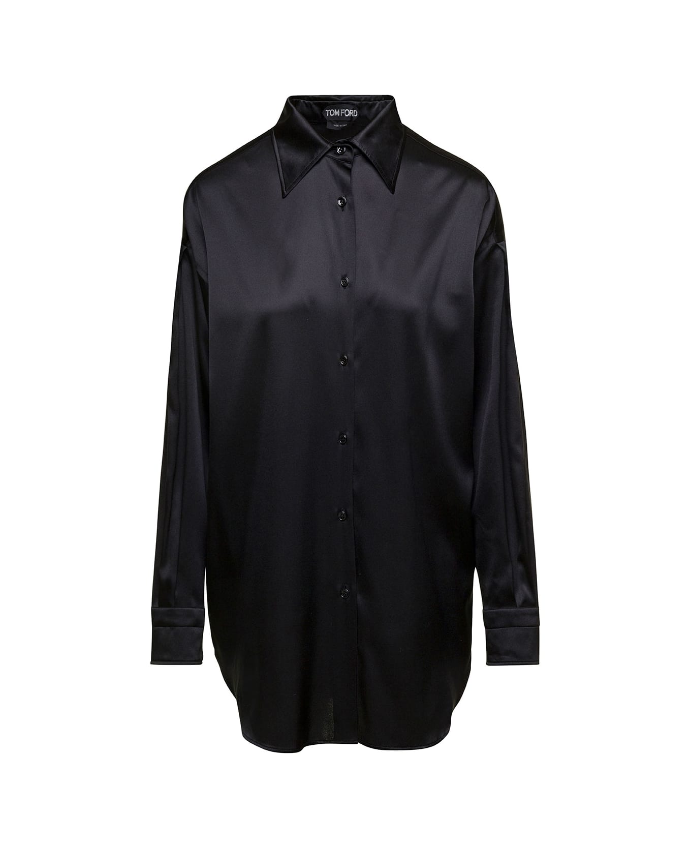 Tom Ford Black Relaxed Shirt With Pointed Collar In Stretch Silk Woman - Black
