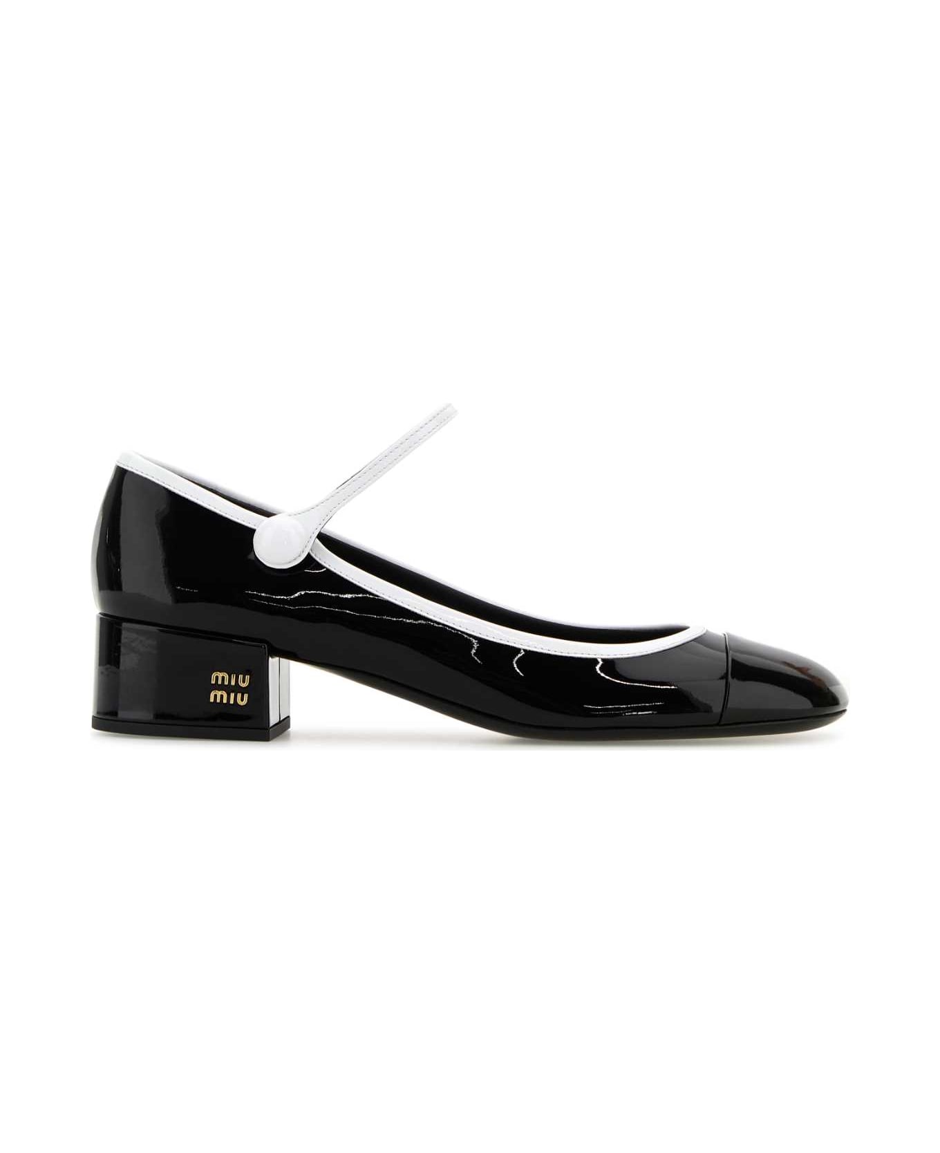 Miu Miu Black Leather Pumps - NEROBIANCO