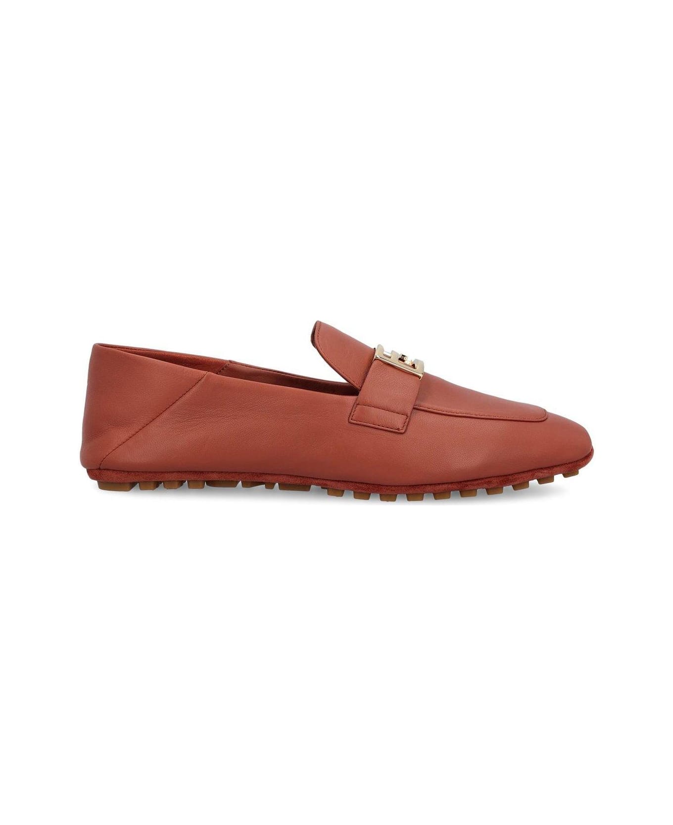 Fendi Baguette Ff Plaque Loafers - Marrone