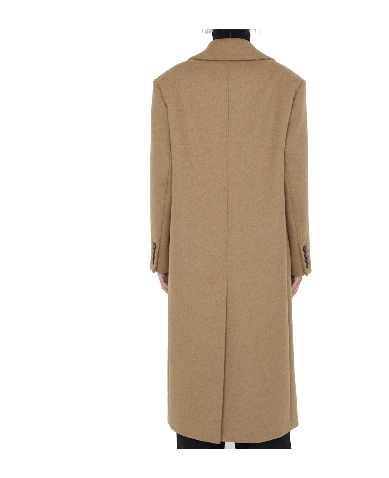 Max Mara Certo Double-breasted Long-sleeved Coat - Camel