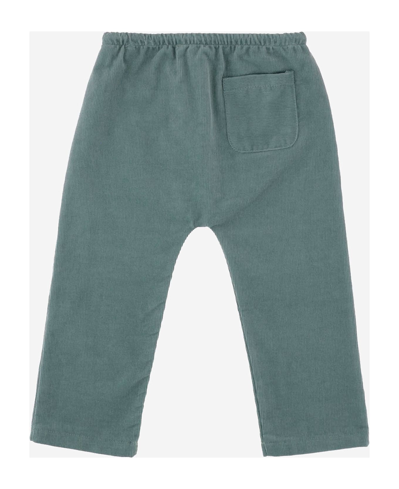 Nicoletta Fanna Cotton Ribbed Trousers - Green