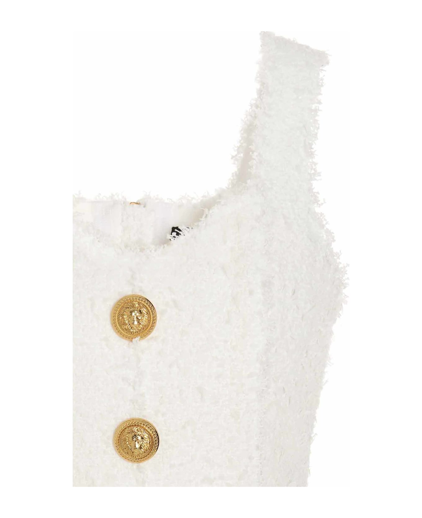 Balmain Tweed Bustier Top - White