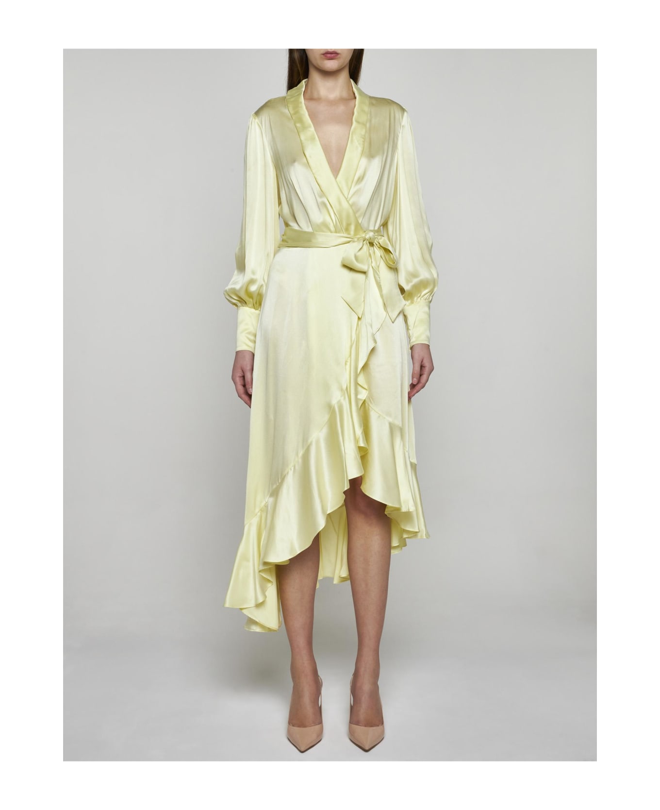 Zimmermann Silk Wrap Midi Dress - Yellow