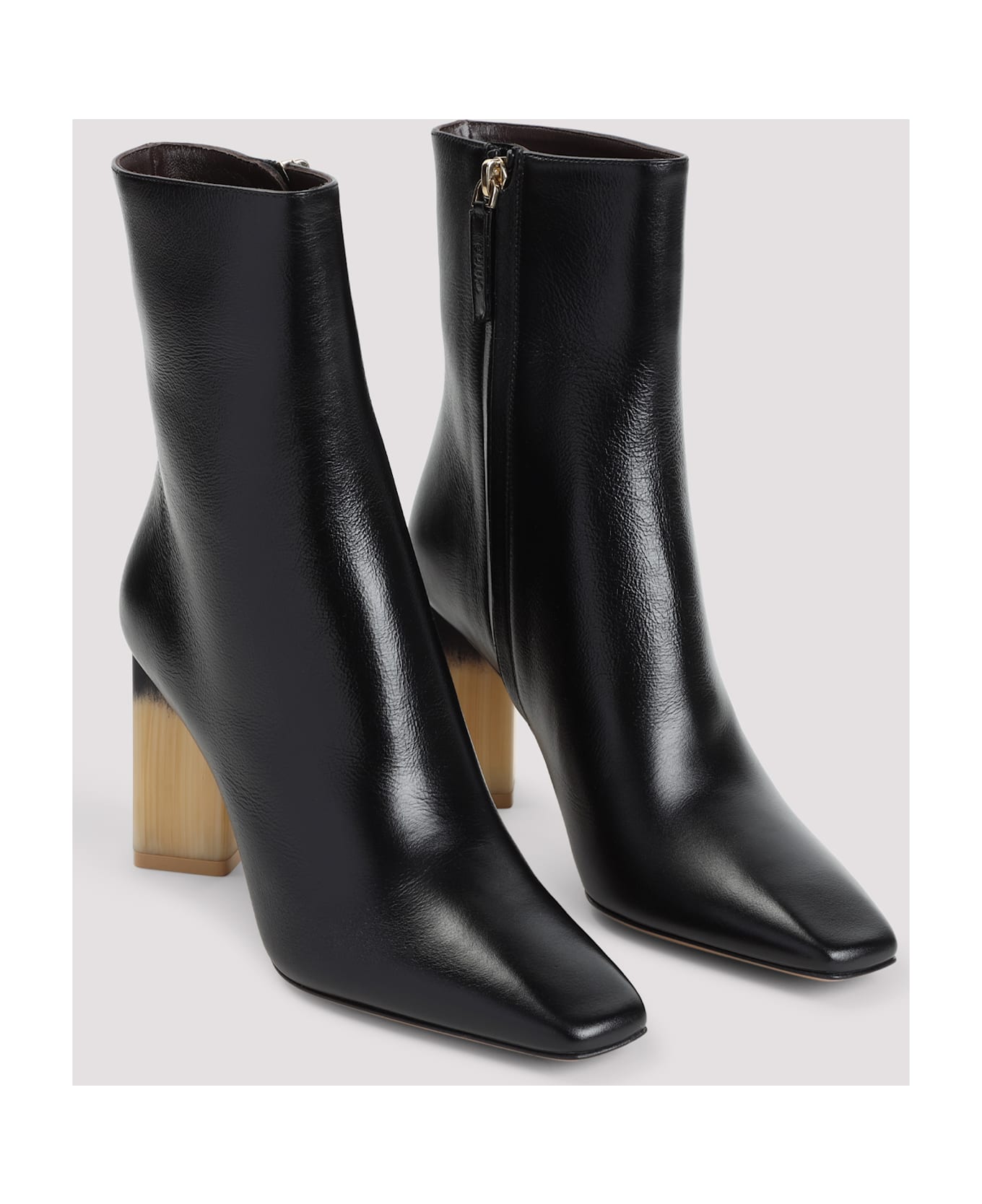 Chloé Black Leather Georgia Ankle Boots - Black