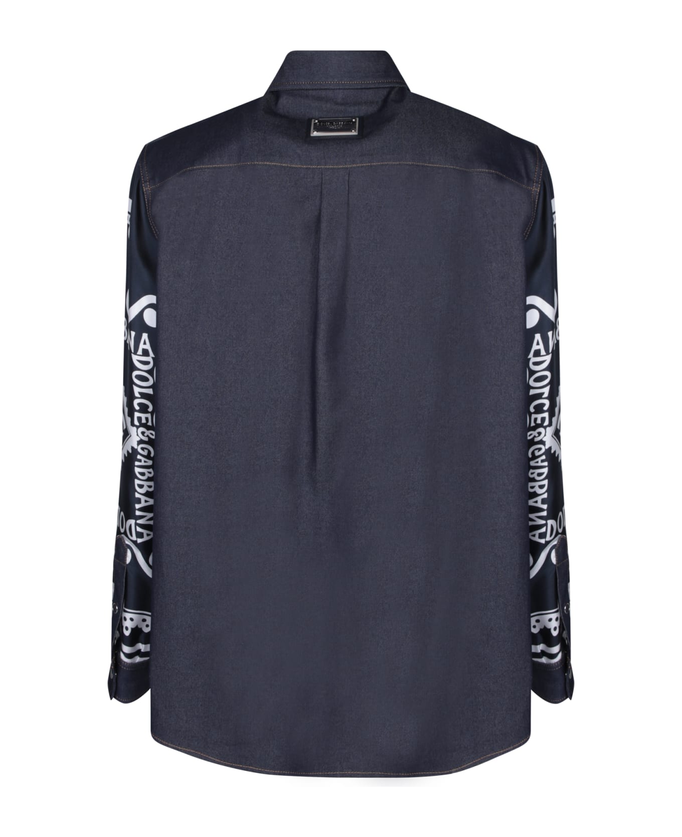 Dolce & Gabbana Patterned Denim Blue Shirt - Blue