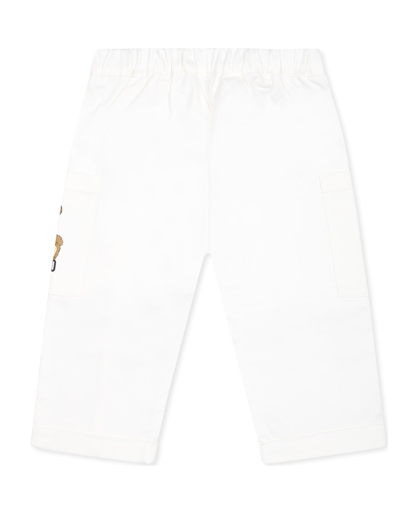 Moschino White Trousers For Baby Boy With Teddy Bear - White