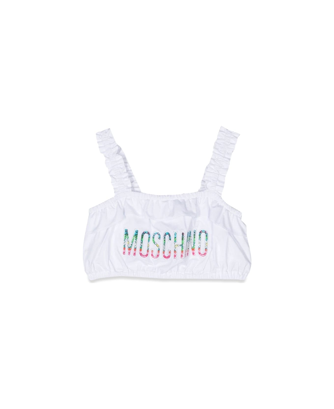 Moschino Headband Top With Logo Straps - WHITE