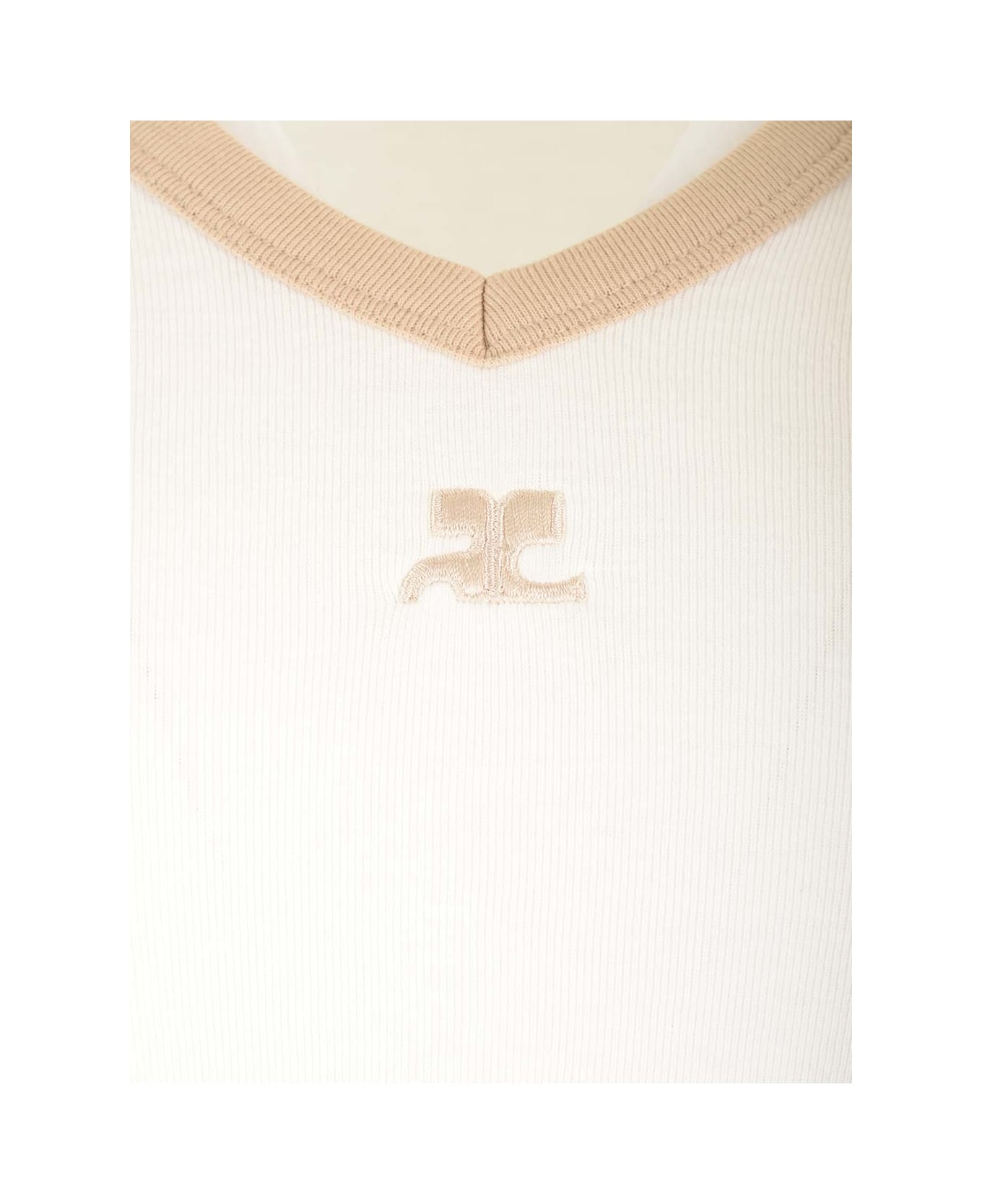 Courrèges T-shirt With Contrasting Hems - WHITE Tシャツ