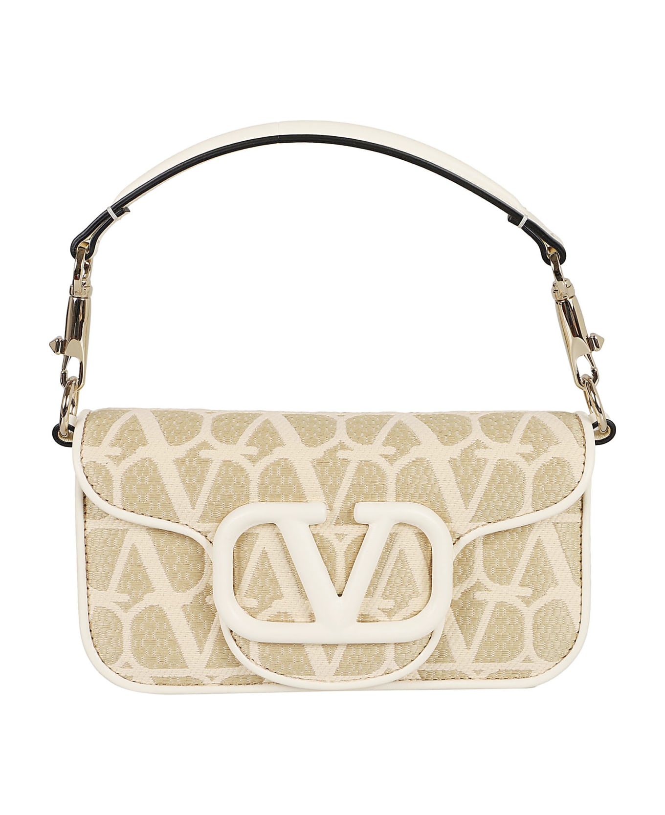 Valentino Garavani Small Shoulder Bag Loco` - Naturale Ivory