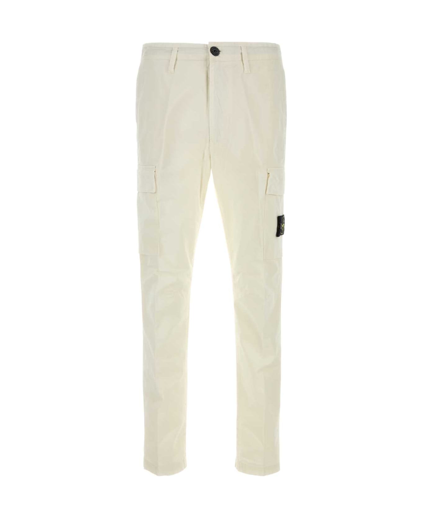 Stone Island Ivory Stretch Cotton Pant - IVORY