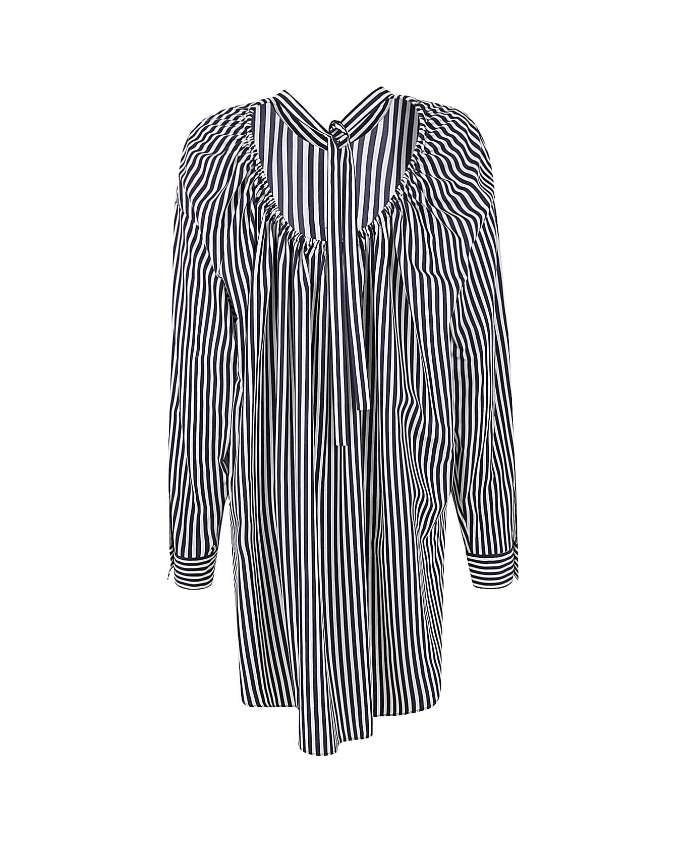 Mantù Long Striped Shirt - White Blue