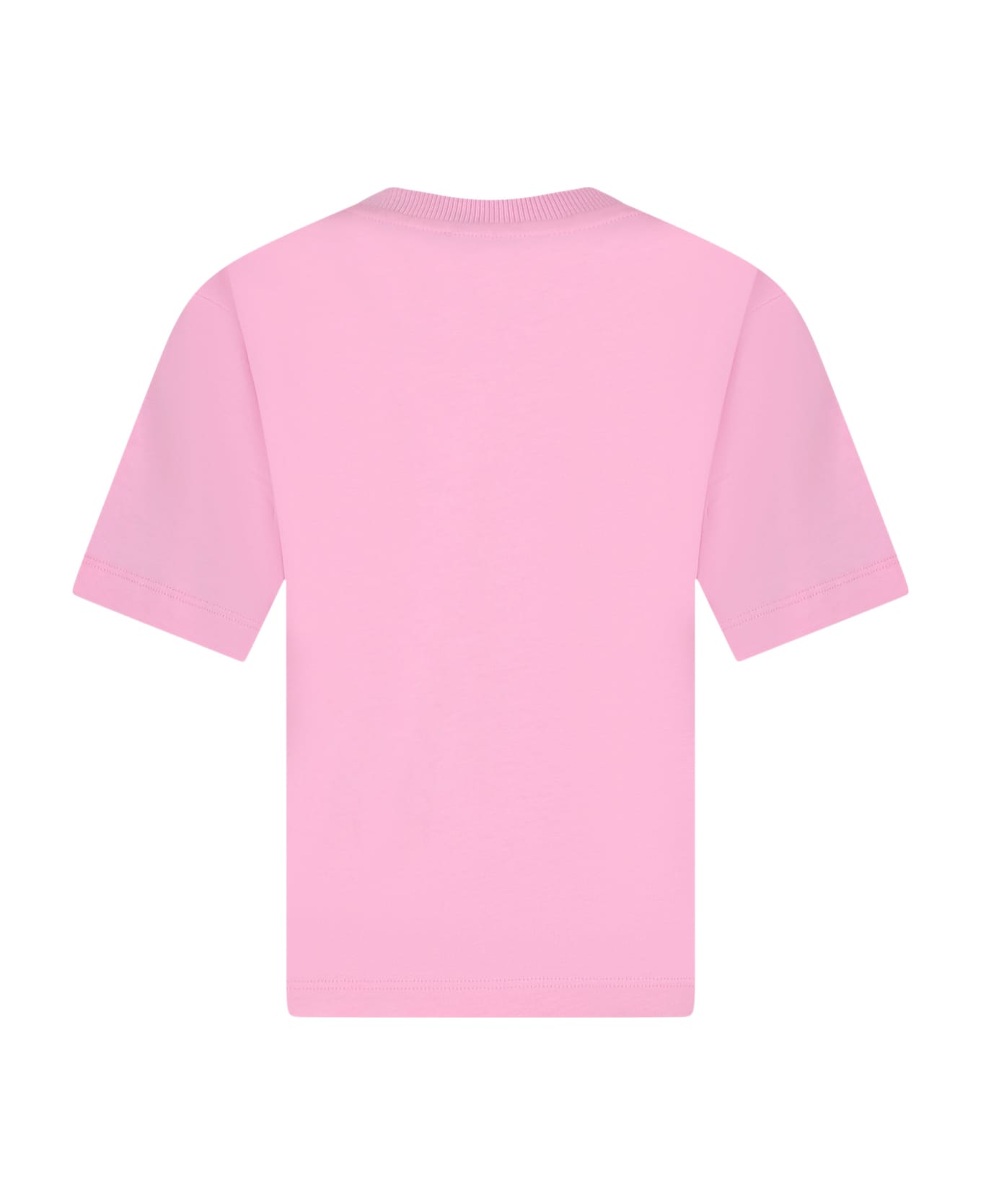 Moschino Pink T-shirt For Girl With Multicolored Print And Teddy Bear - Pink