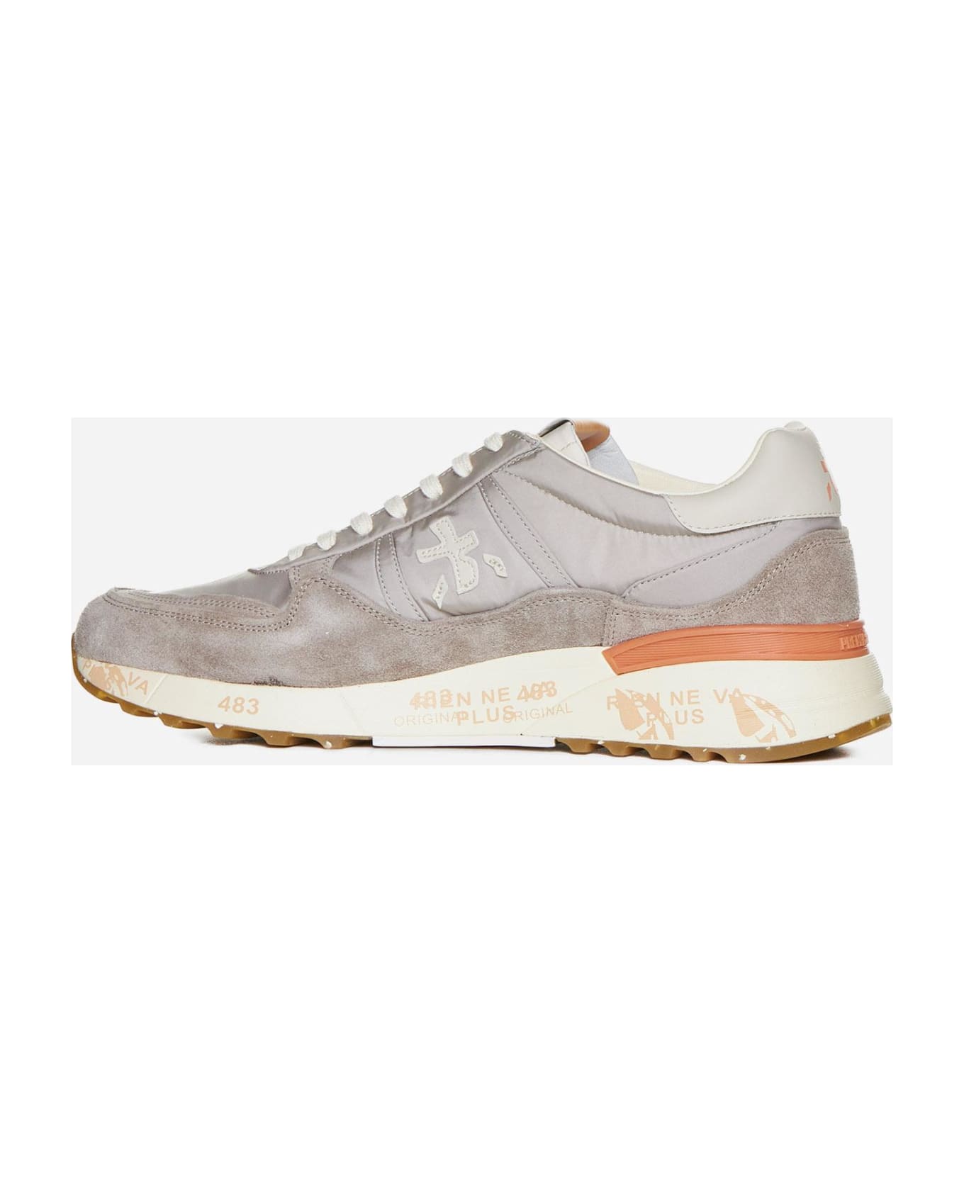 Premiata Landeck Leather, Nylon And Suede Sneakers - Grey スニーカー