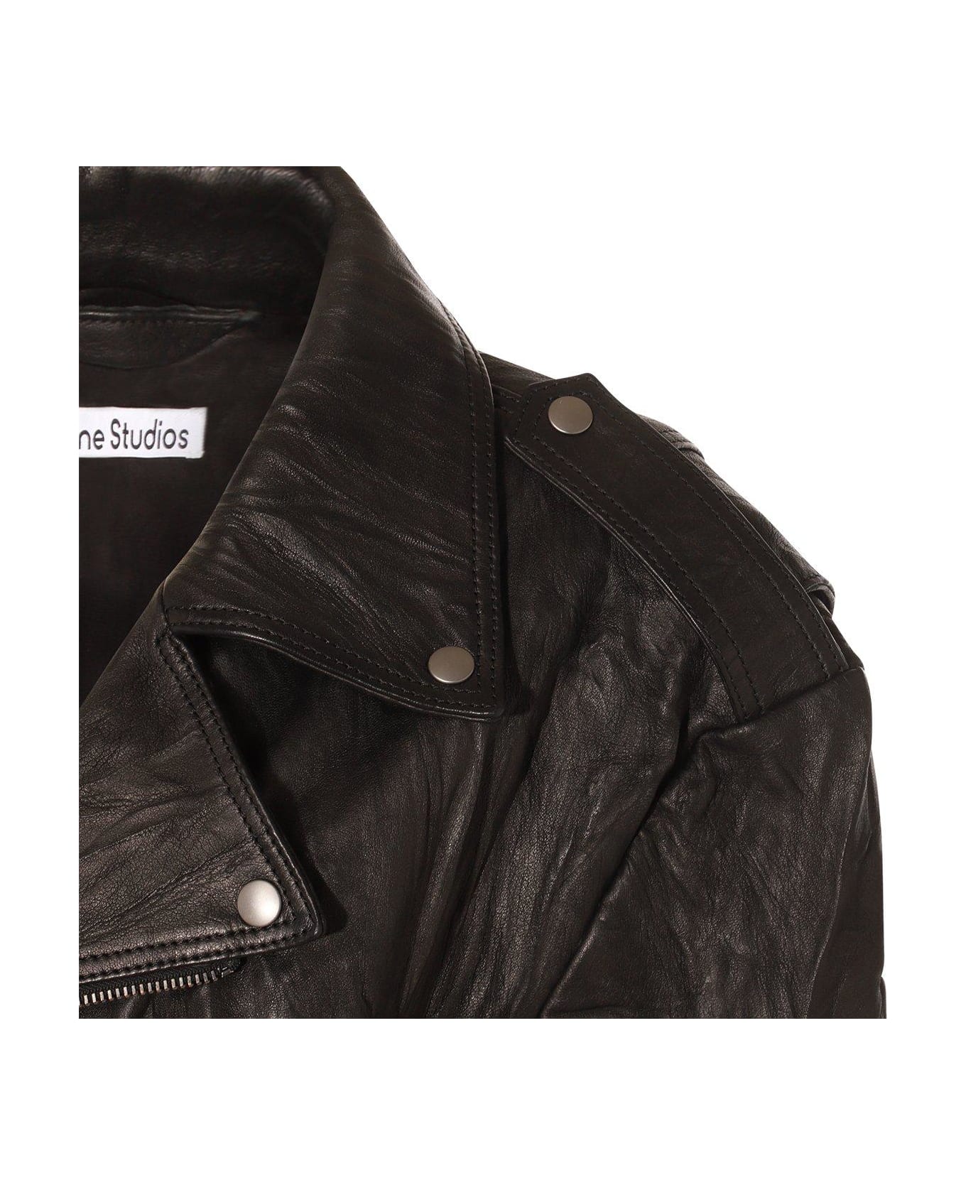 Acne Studios Double-breasted Zip Leather Jacket - Black