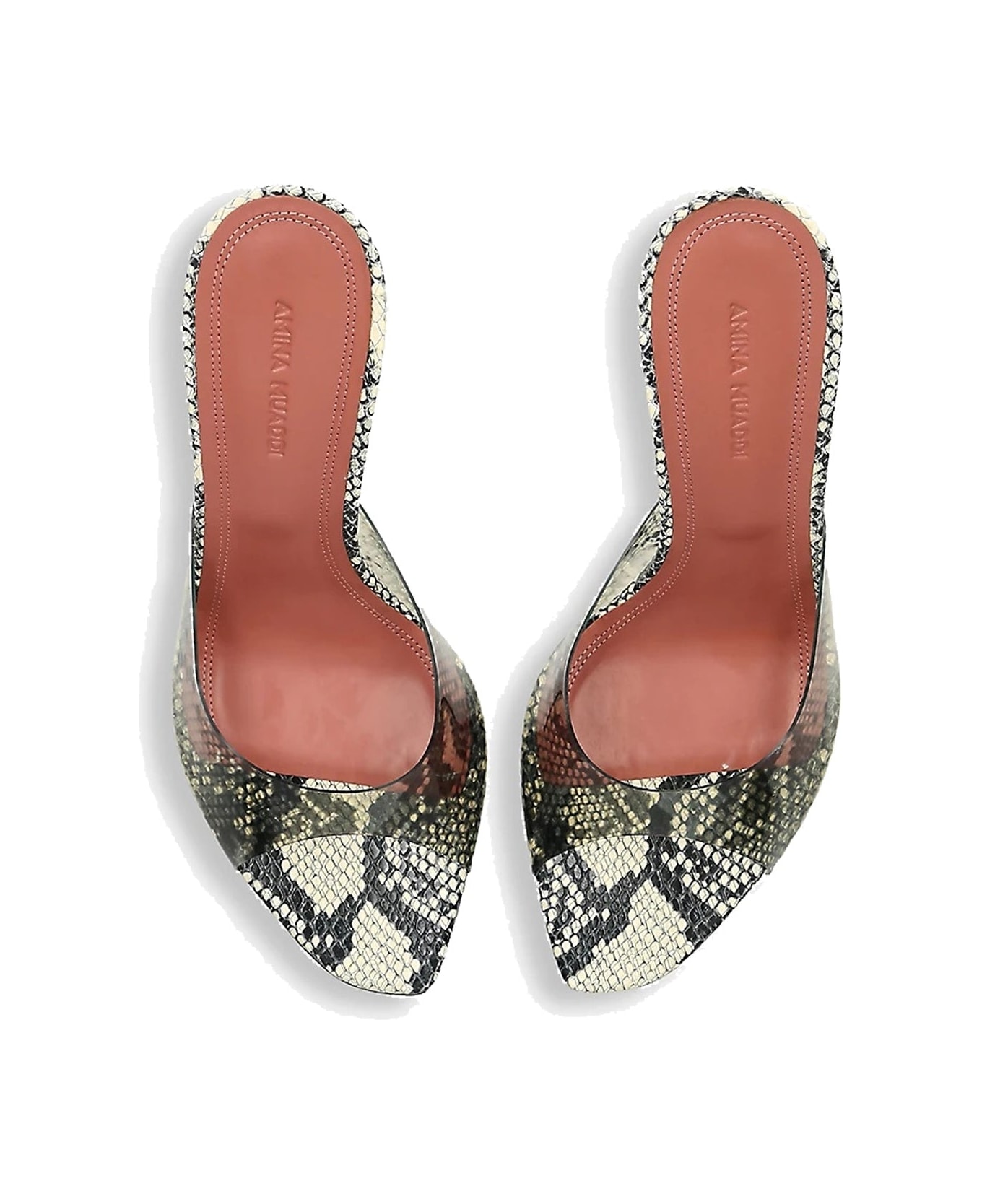 Amina Muaddi Alexa Glass 95 Snake Sandals - Green