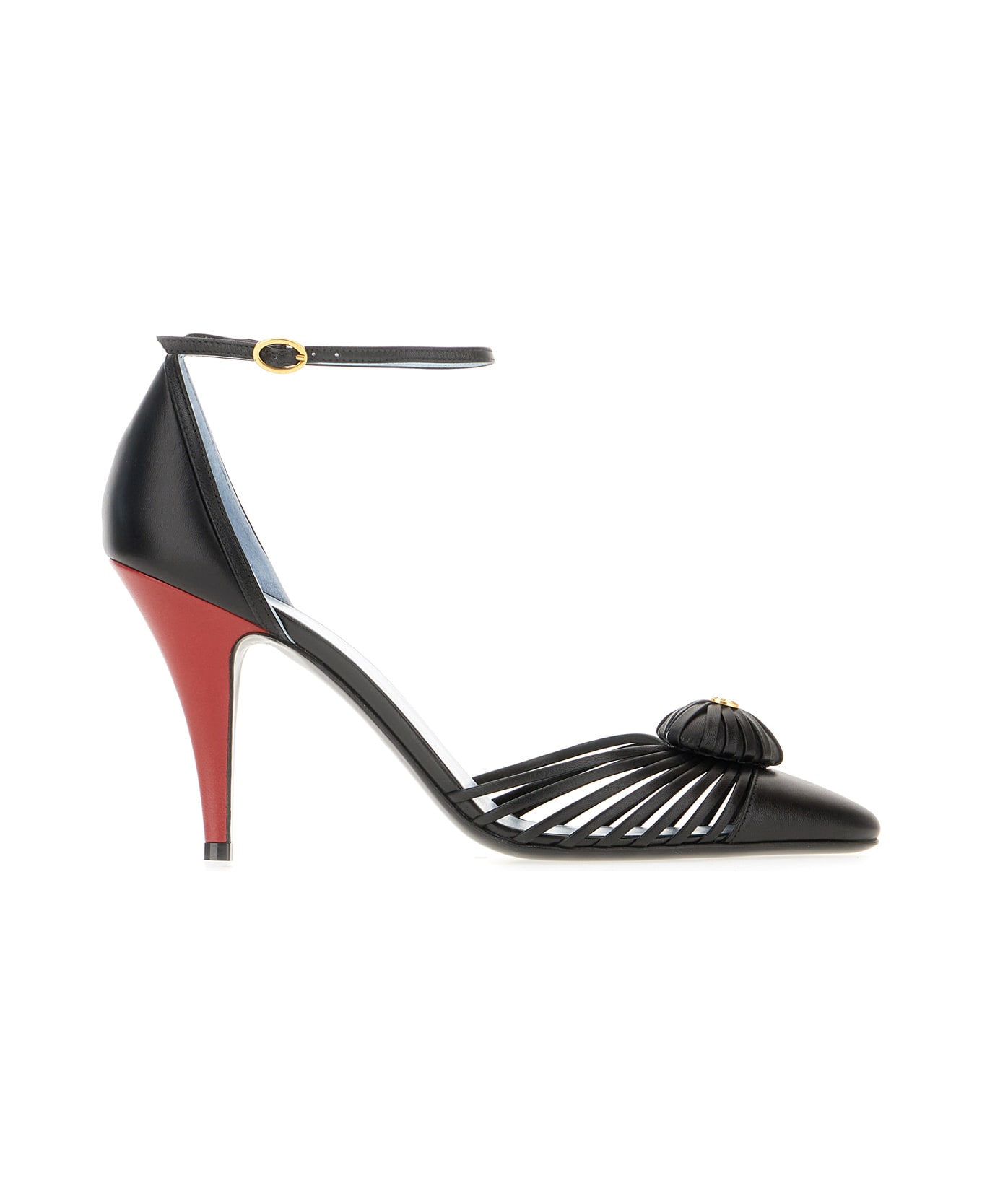 Valentino Garavani Black Leather Pumps - NERO ROSSO V