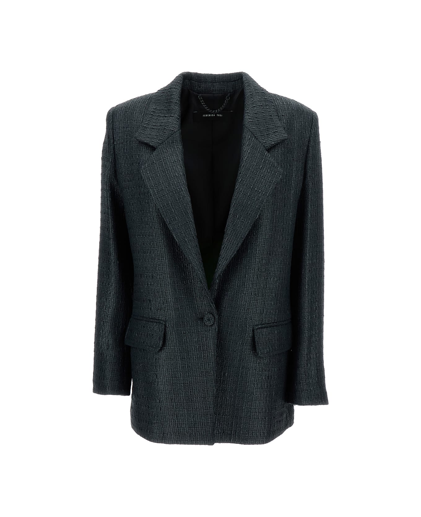 Federica Tosi Black Single-breasted Jacket With A Single Button In Cotton Blend Man - Black