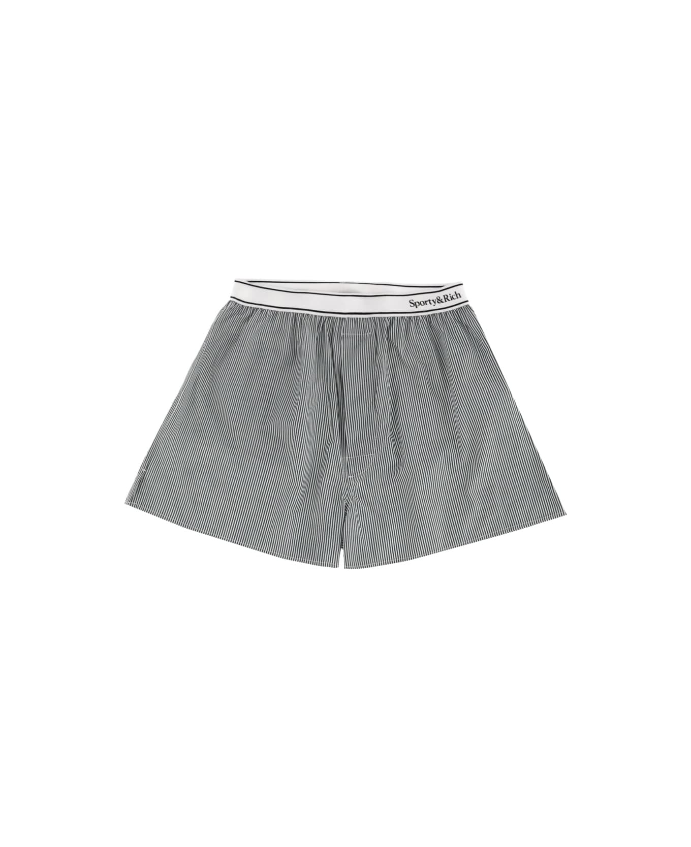 Sporty & Rich Striped Logo Shorts - GREEN