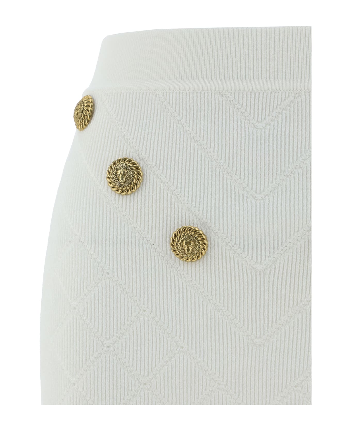 Balmain 6-button Knit Skirt - 0fa Blanc