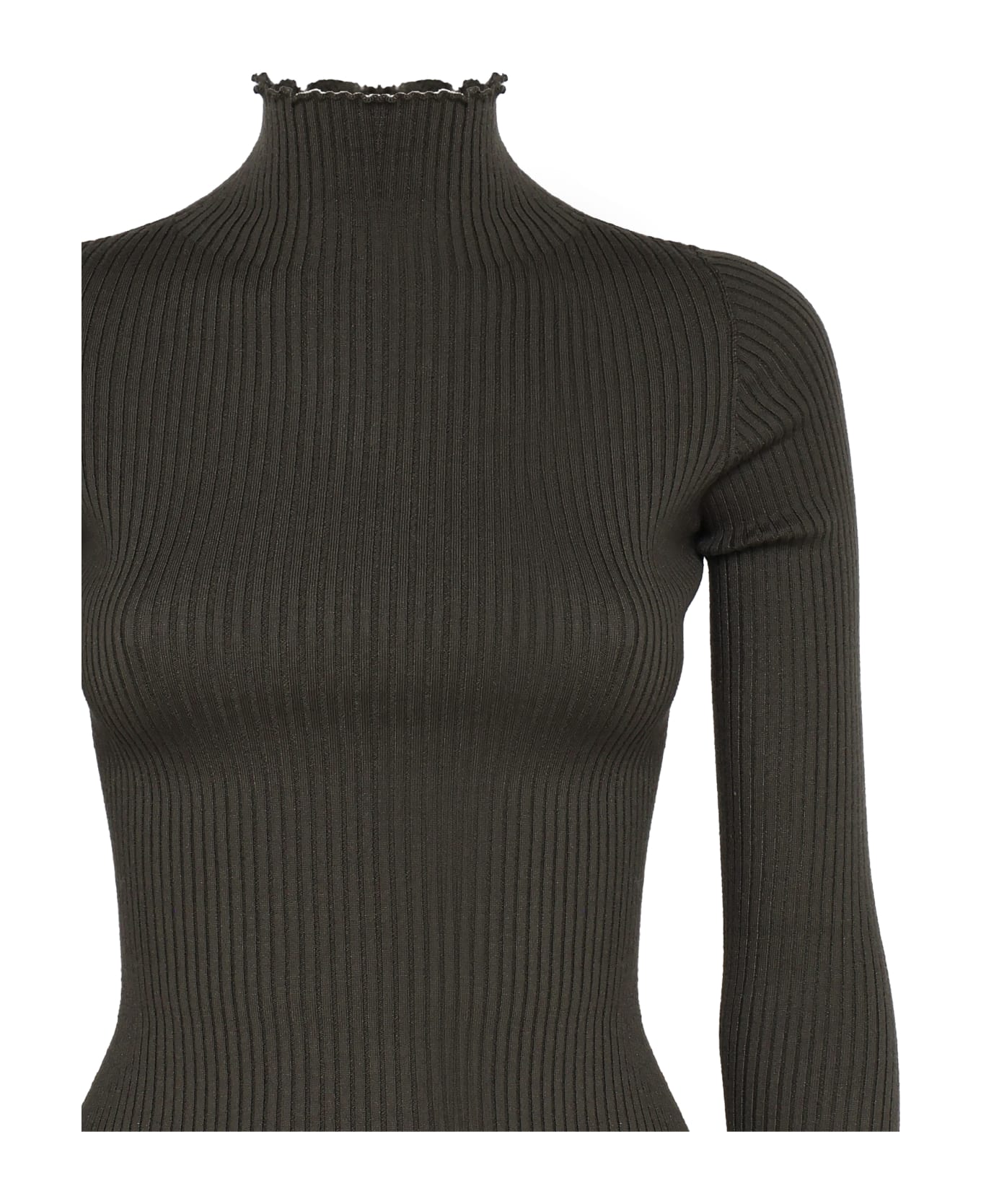 Dondup Fitted Turtleneck With Buttons On The Sleeves - Army green