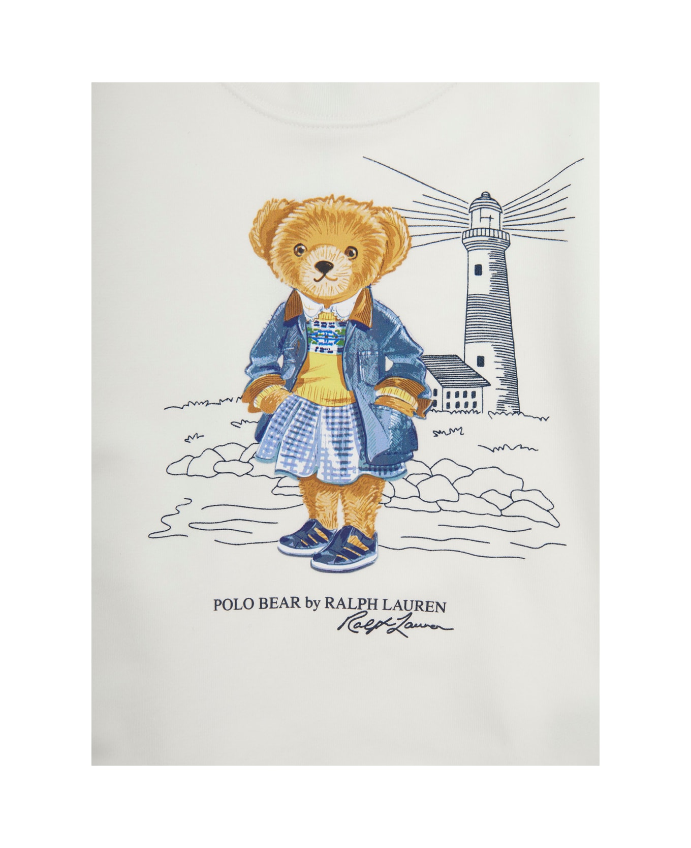 Polo Ralph Lauren White Sweatshirt With Maxi Logo Print On The Front And Logo Lettering On The Front In Cotton Blend Girl - White
