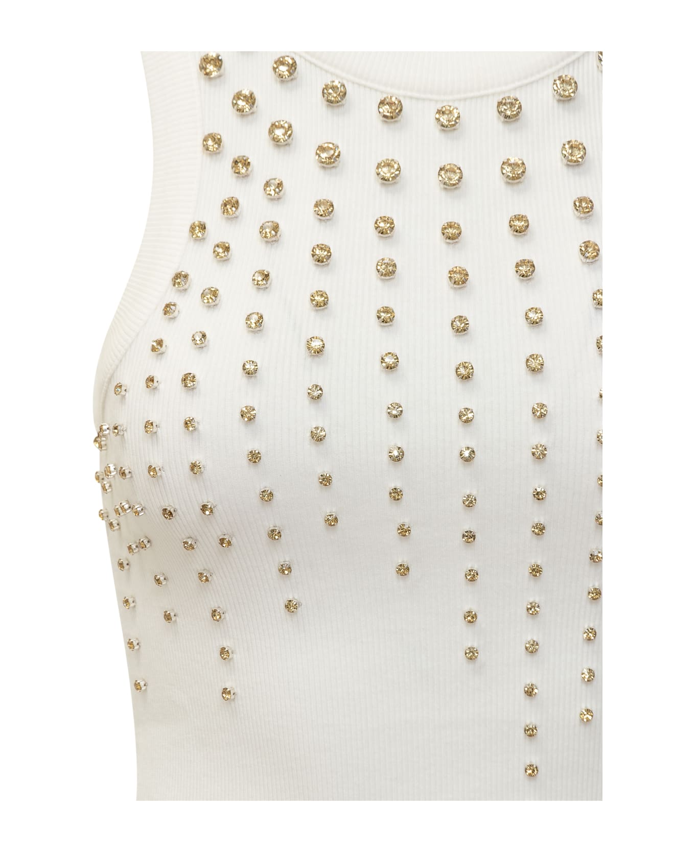 Des Phemmes Tank Top With Rhinestones - white