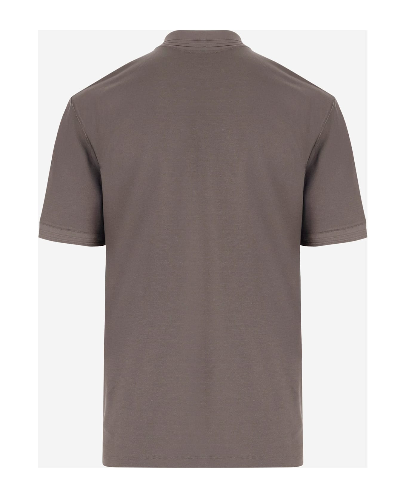Giorgio Armani Silk And Linen Blend Polo Shirt With Logo - Grey