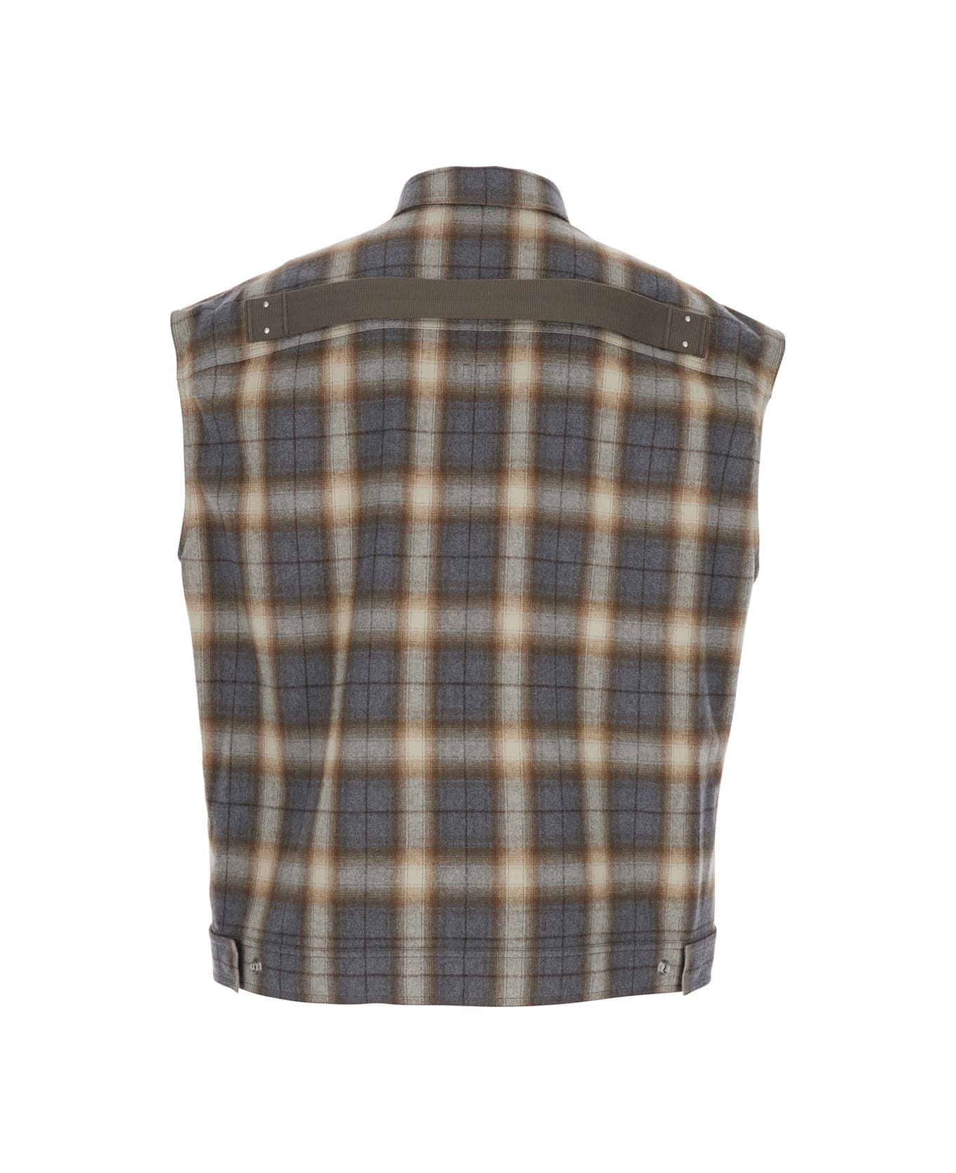 Rick Owens Grey Sleeveless Jacket With All-over Striped Motif In Cotton Man - Grey