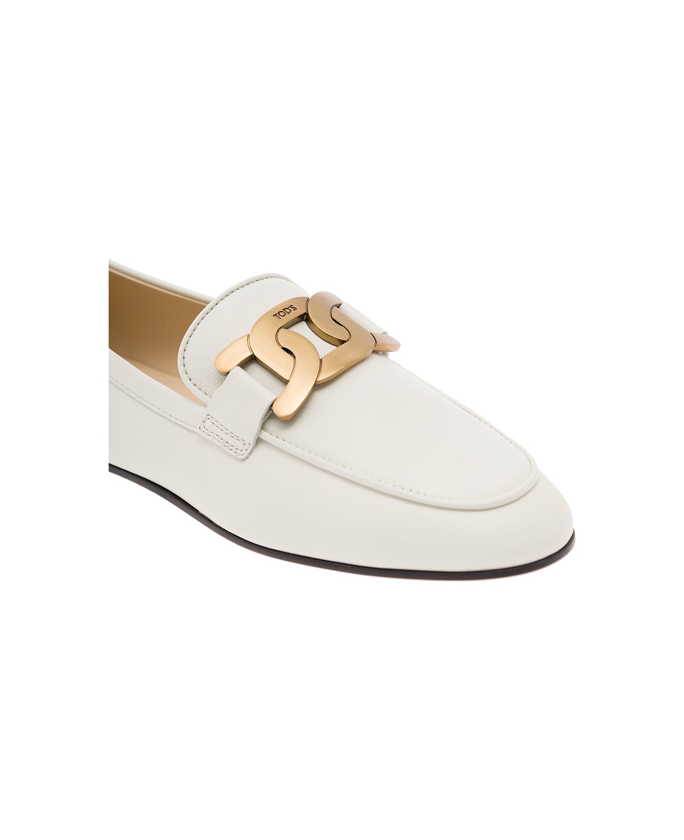 Tod's White Loafers With Chain Detail In Leather Woman - White