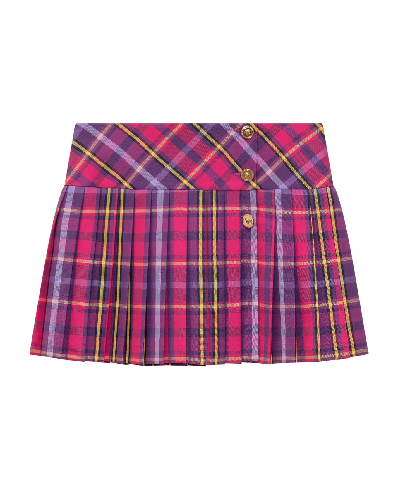 Versace Tartan Skirt - FUXIA-PURPLE-YELLOW