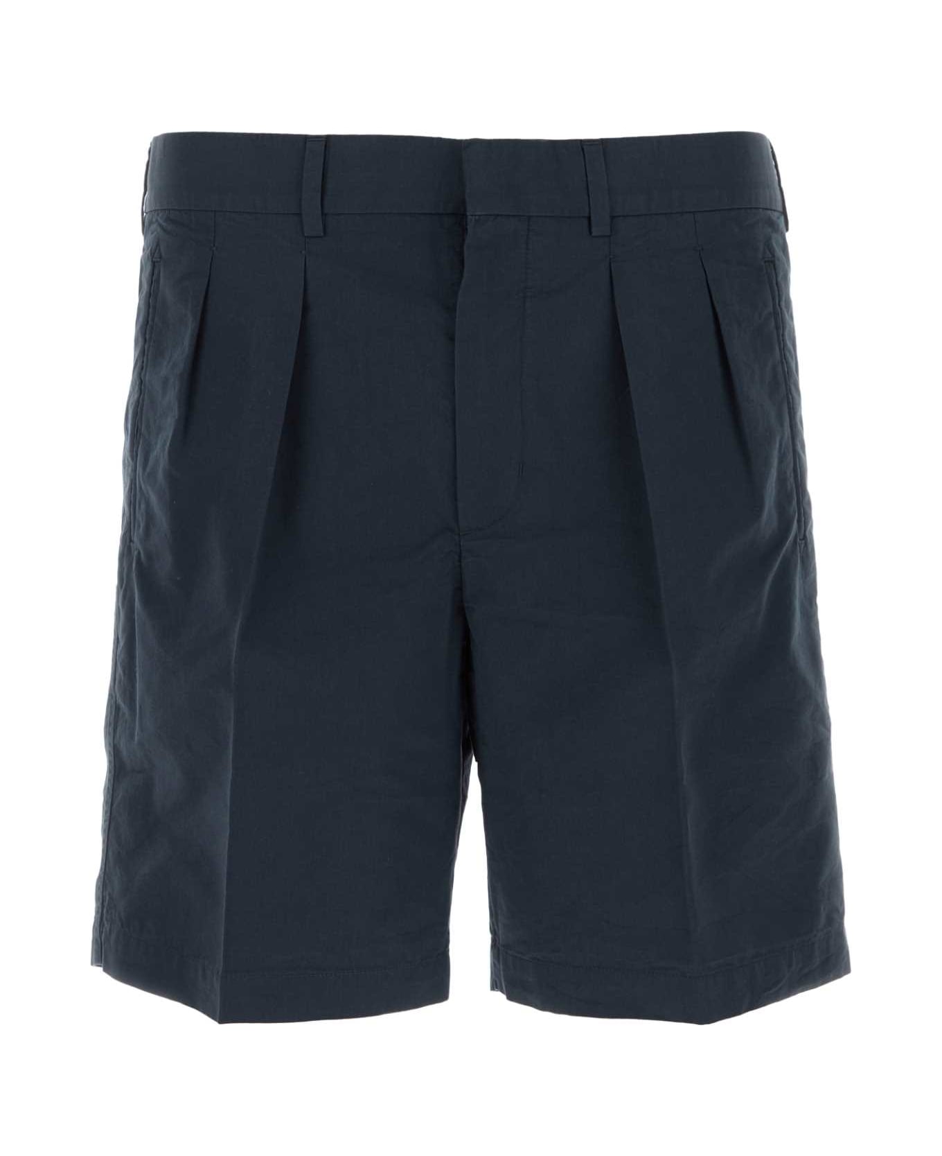 Tom Ford Navy Blue Cotton Blend Bermuda Shorts - NAVY