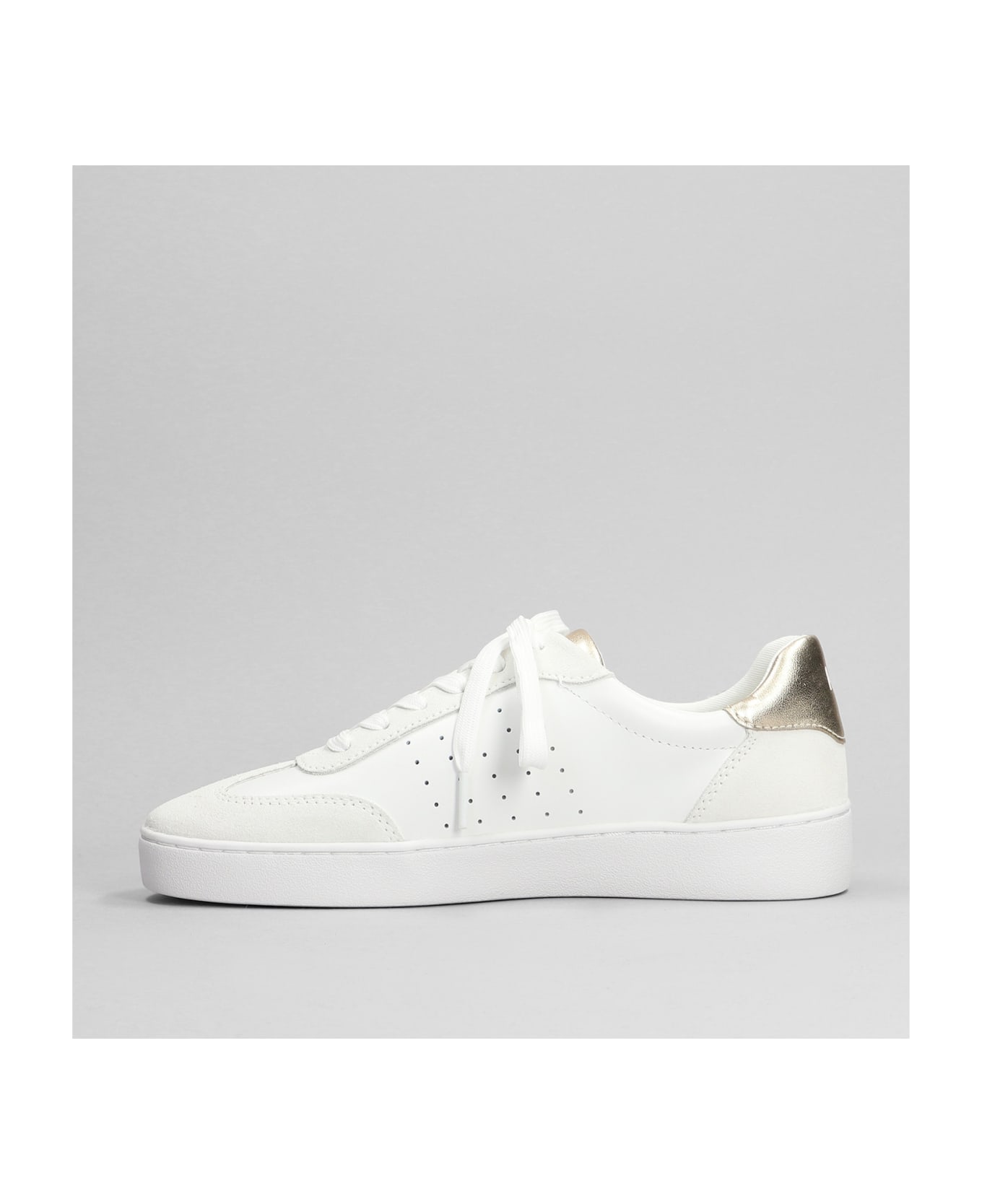 Michael Kors Scotty Sneakers In White Suede And Leather - Bianco