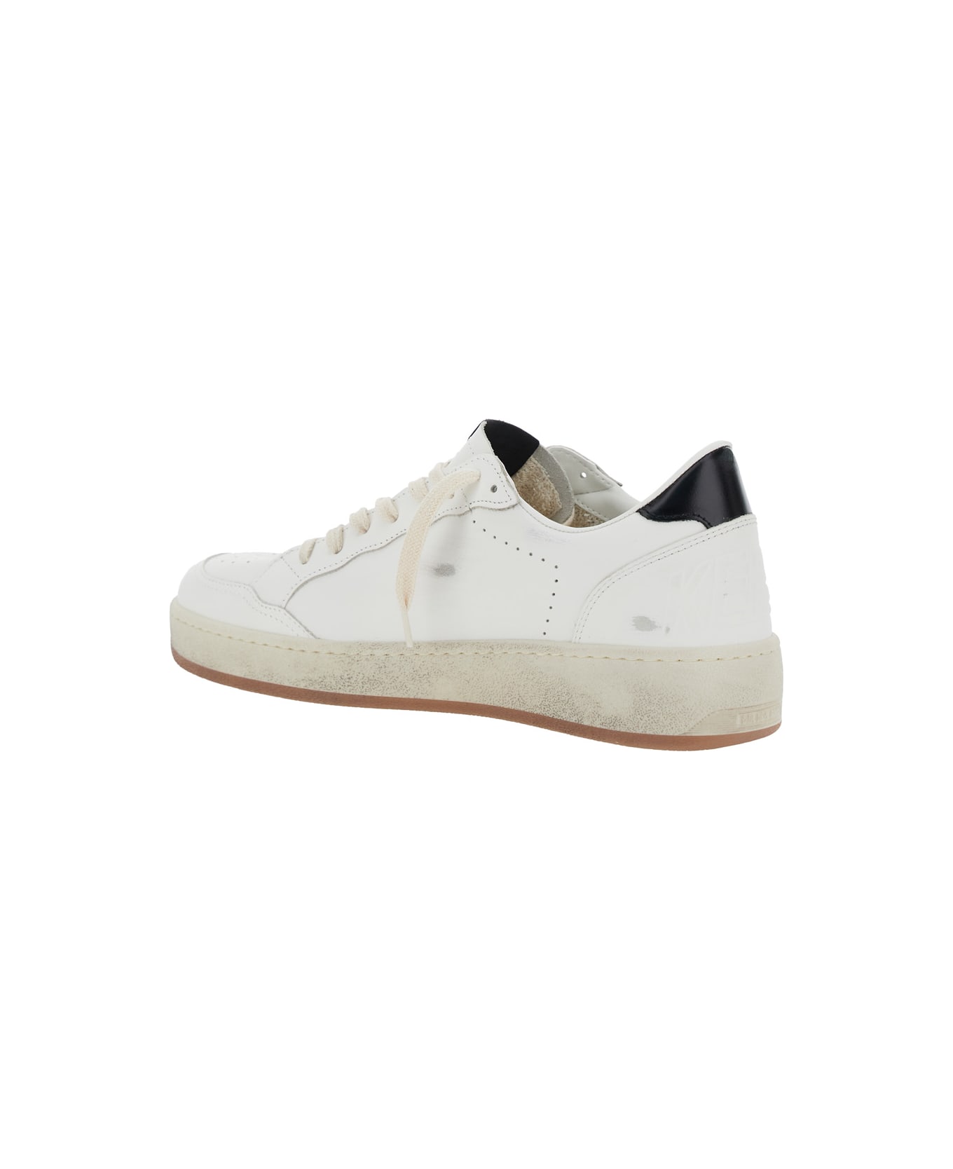 Golden Goose 'ballstar 2' White Low Top Sneakers With Star Patch On The Side And Laminated Heel In Leather Man - White