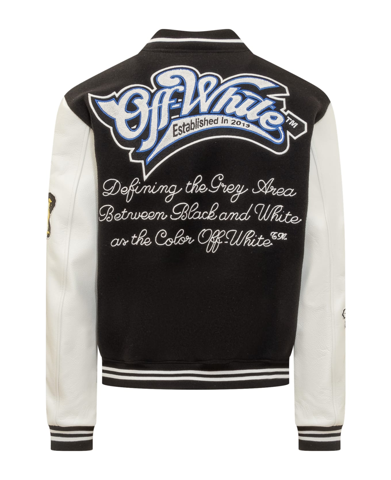 Off-White Club Patch Varsity Jacket - BLACK WHITE