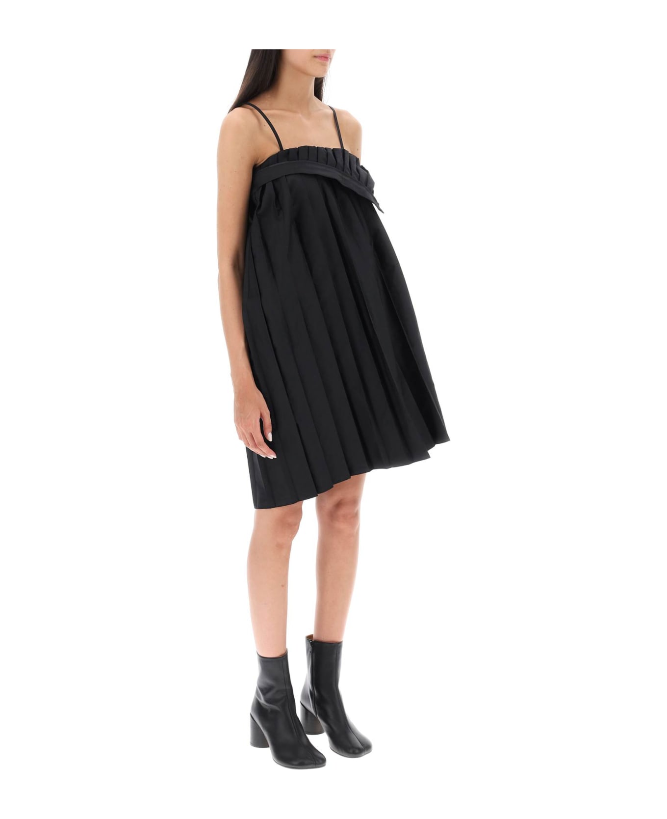 MM6 Maison Margiela Trompe L'oeil Pleated Mini Dress - Black ワンピース＆ドレス