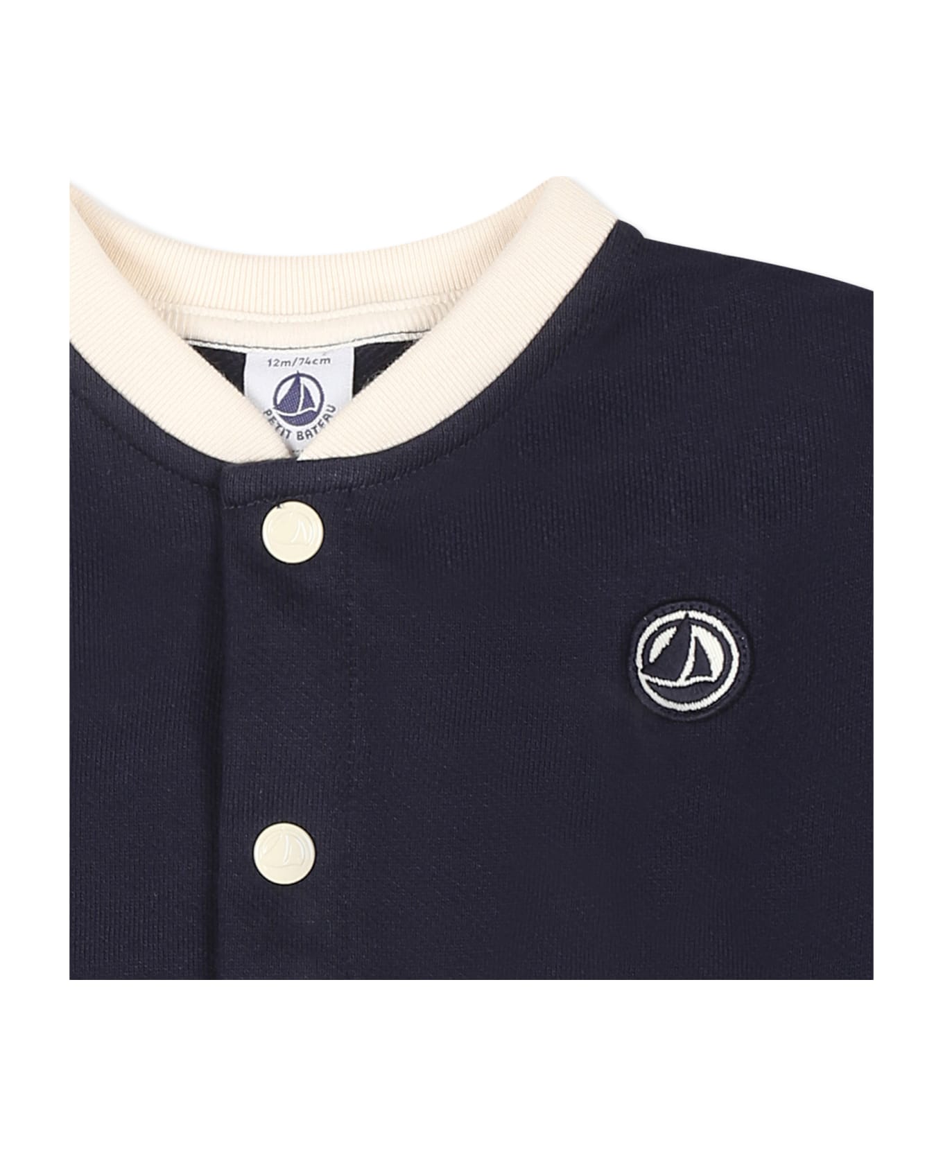 Petit Bateau Blue Bomber Jacket For Bbay Boy With Logo - Blue