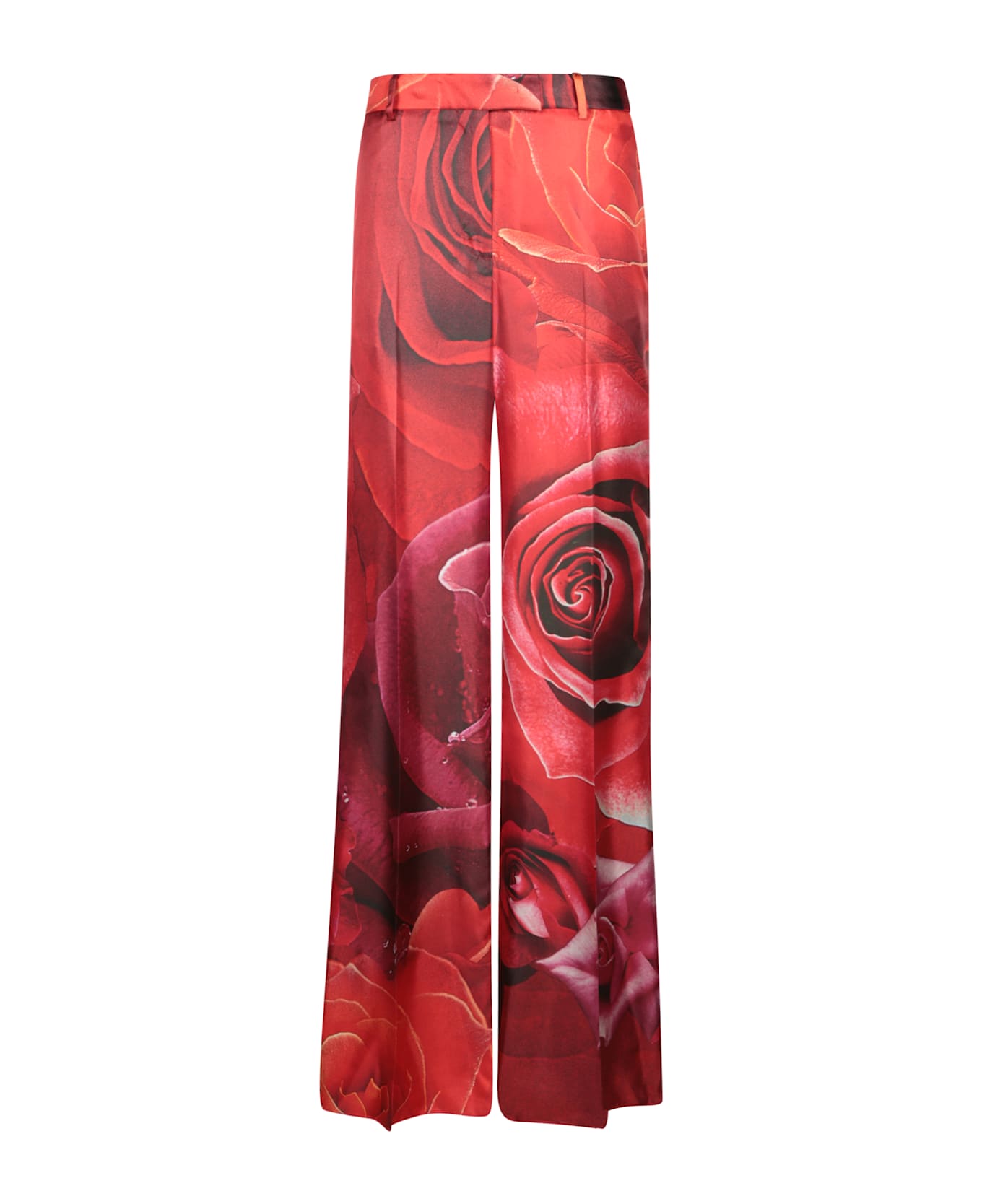 Roberto Cavalli Garden Rose Red Silk Trousers - Red