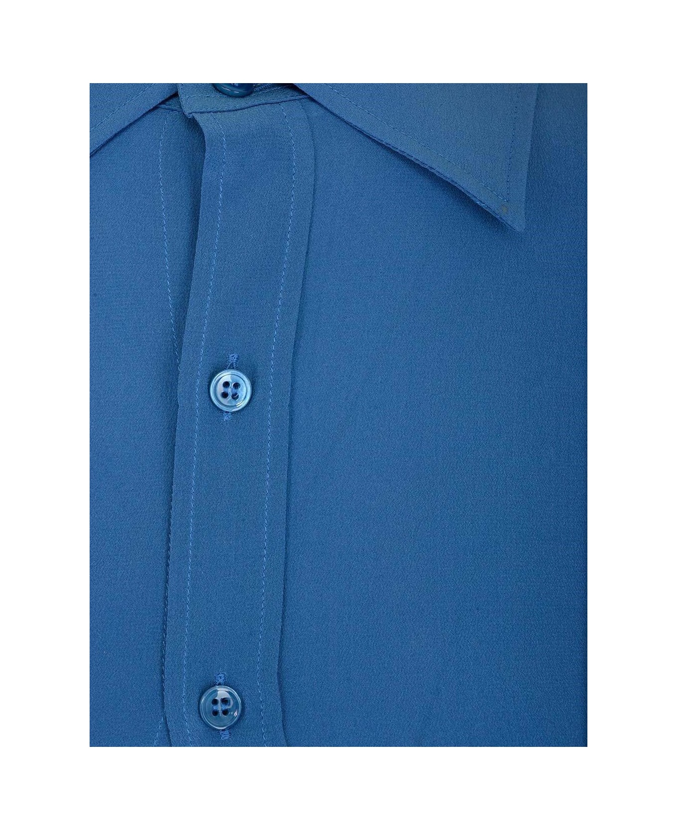 Saint Laurent Crepe De Chine Fitted Shirt - Deep blue シャツ