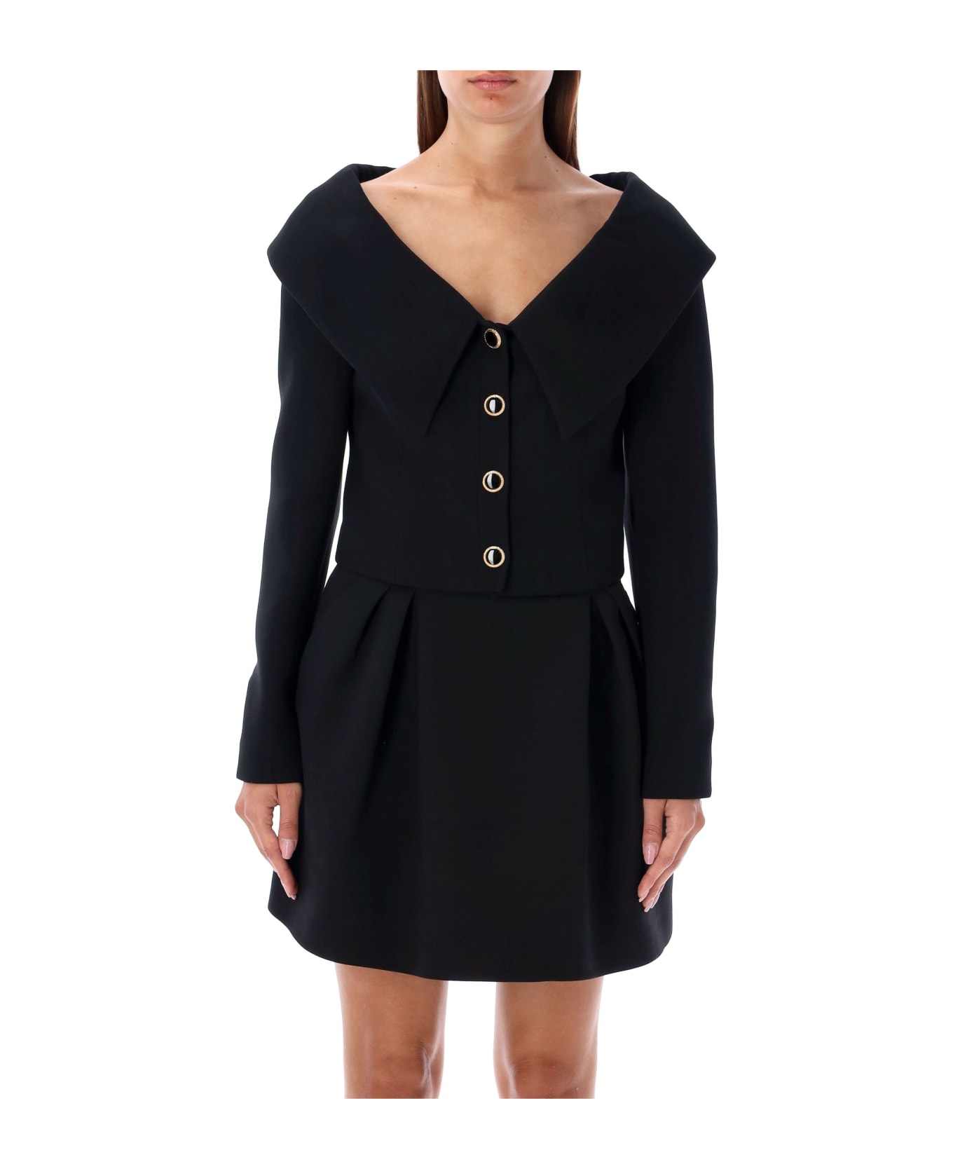 Alessandra Rich Off Shoulder Blazer - BLACK