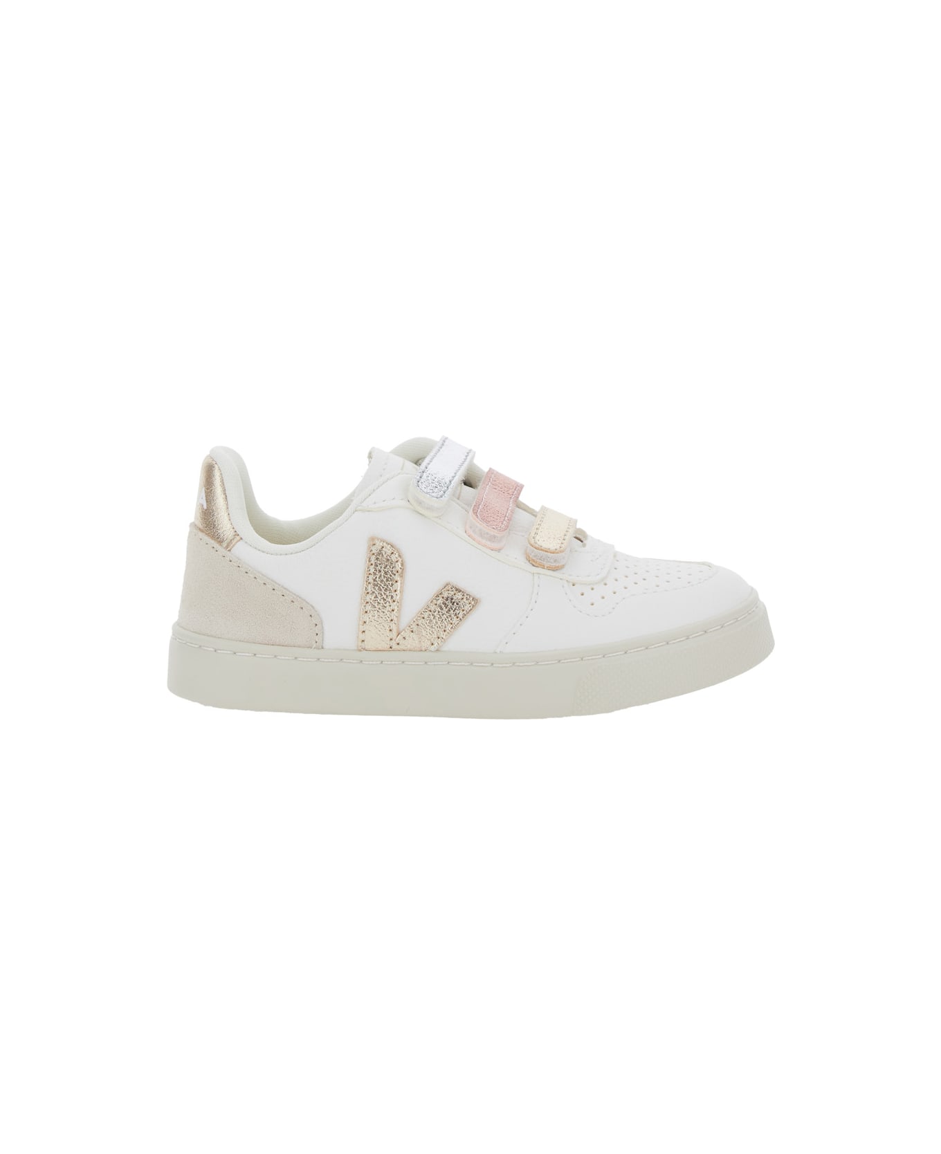Veja Multicolor Sneakers With Touch-strap Closure And Logo Patch On The Side In Leather Girl - Multicolor