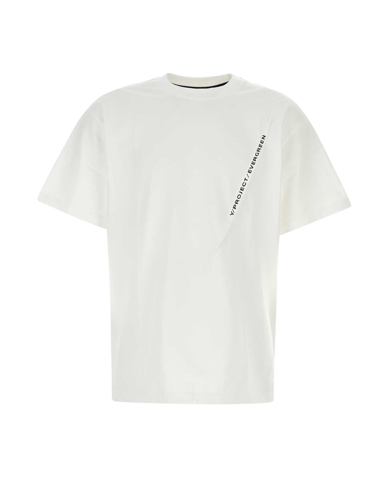 Y/Project White Cotton T-shirt - EVERGREEN OPTIC WHITE